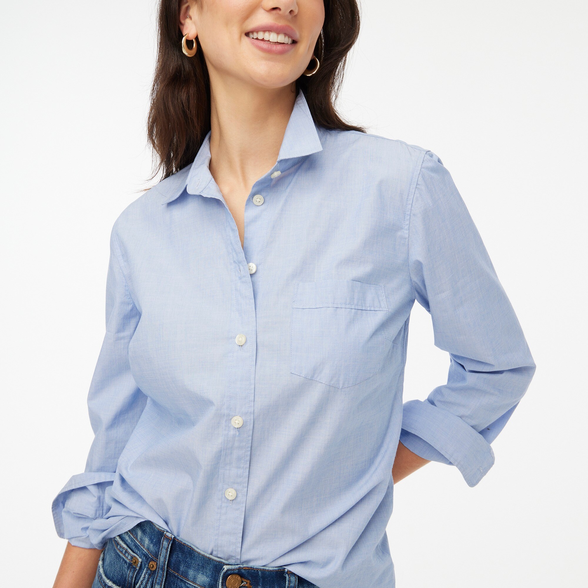 womens Signature-fit button-up shirt in end-on-end cotton