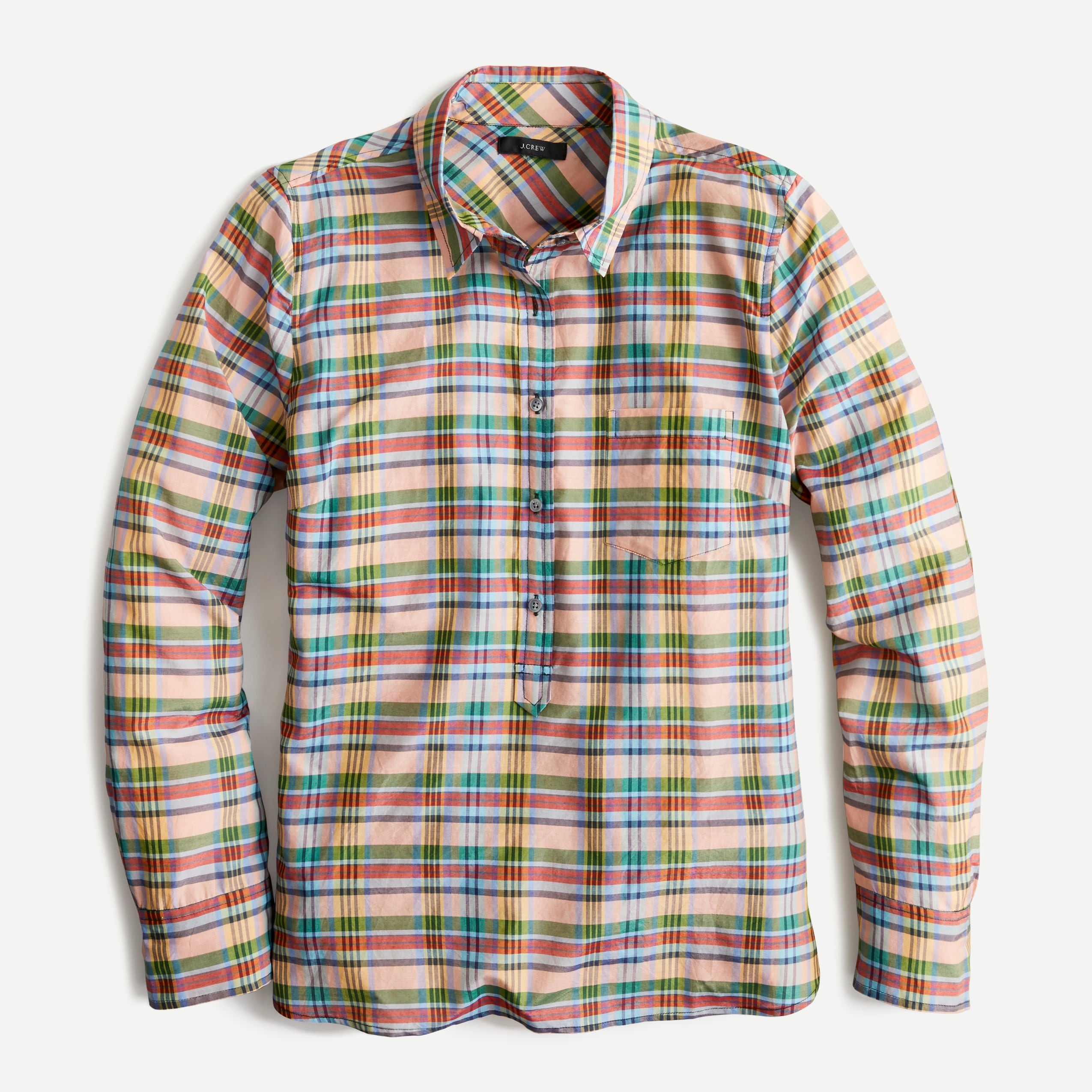 J.Crew: Classic Popover Shirt In Ribbon Plaid For Women