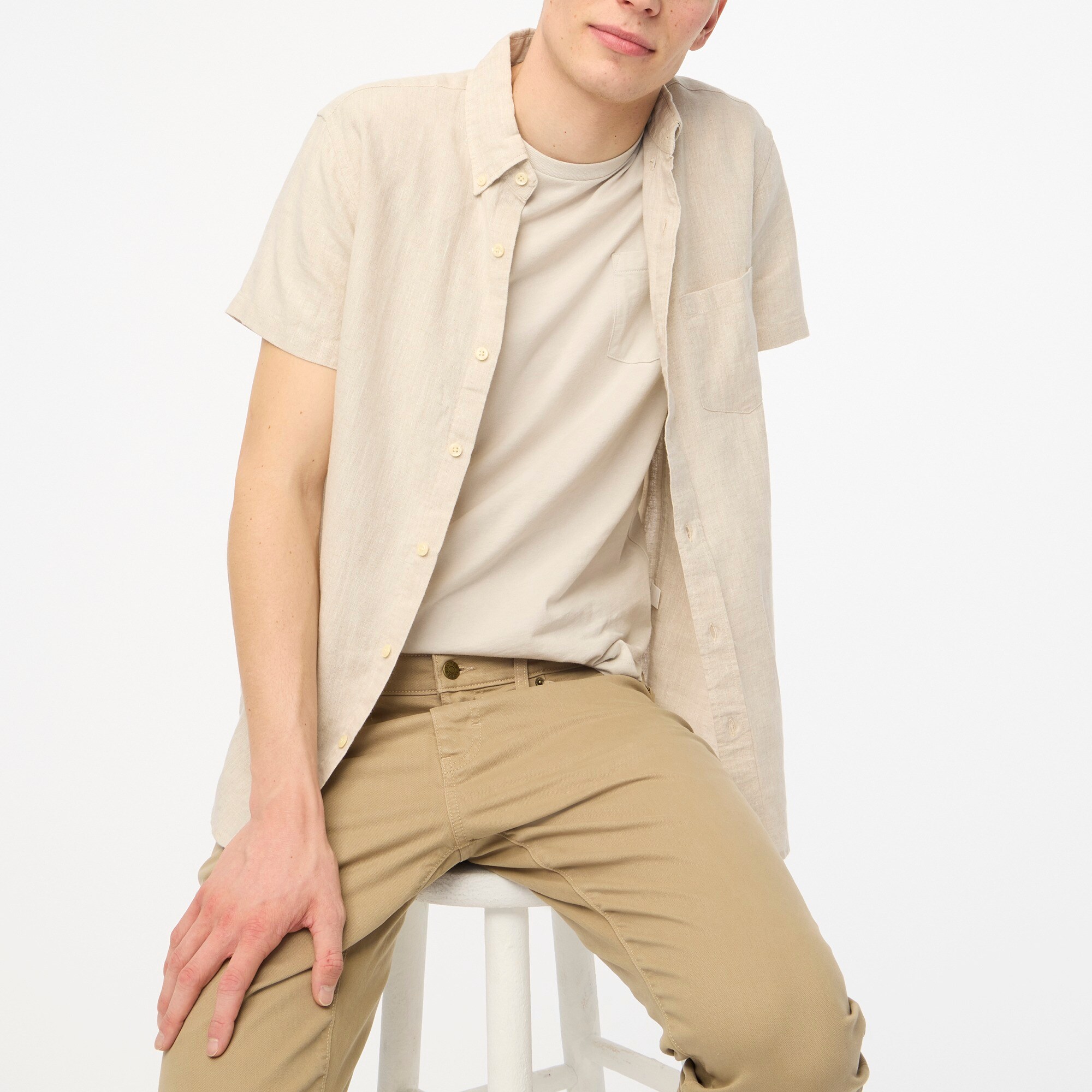 mens Short-sleeve linen-blend shirt