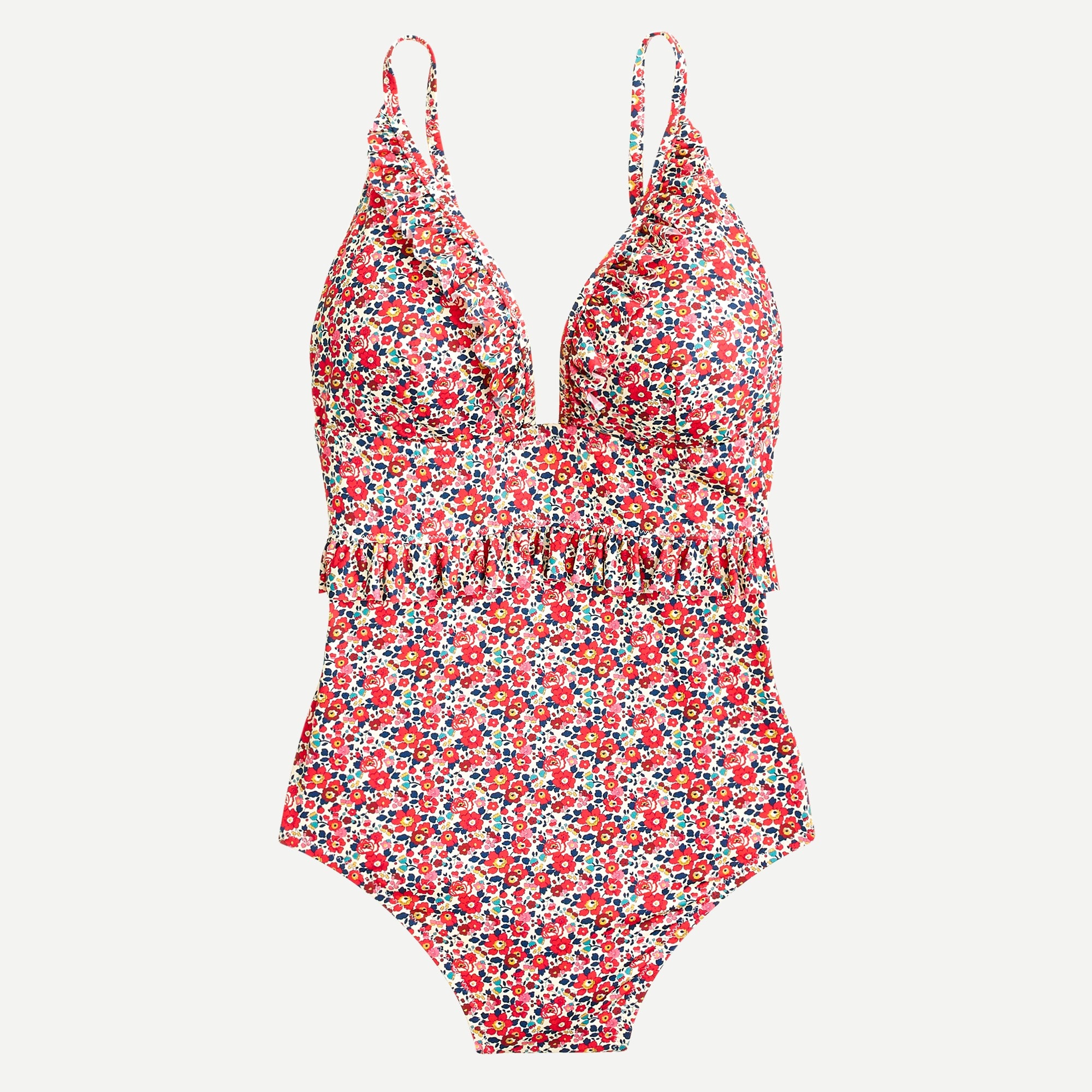 J.Crew: Ruffle Deep-V One-piece Swimsuit In Liberty® Betsy Ann Floral ...