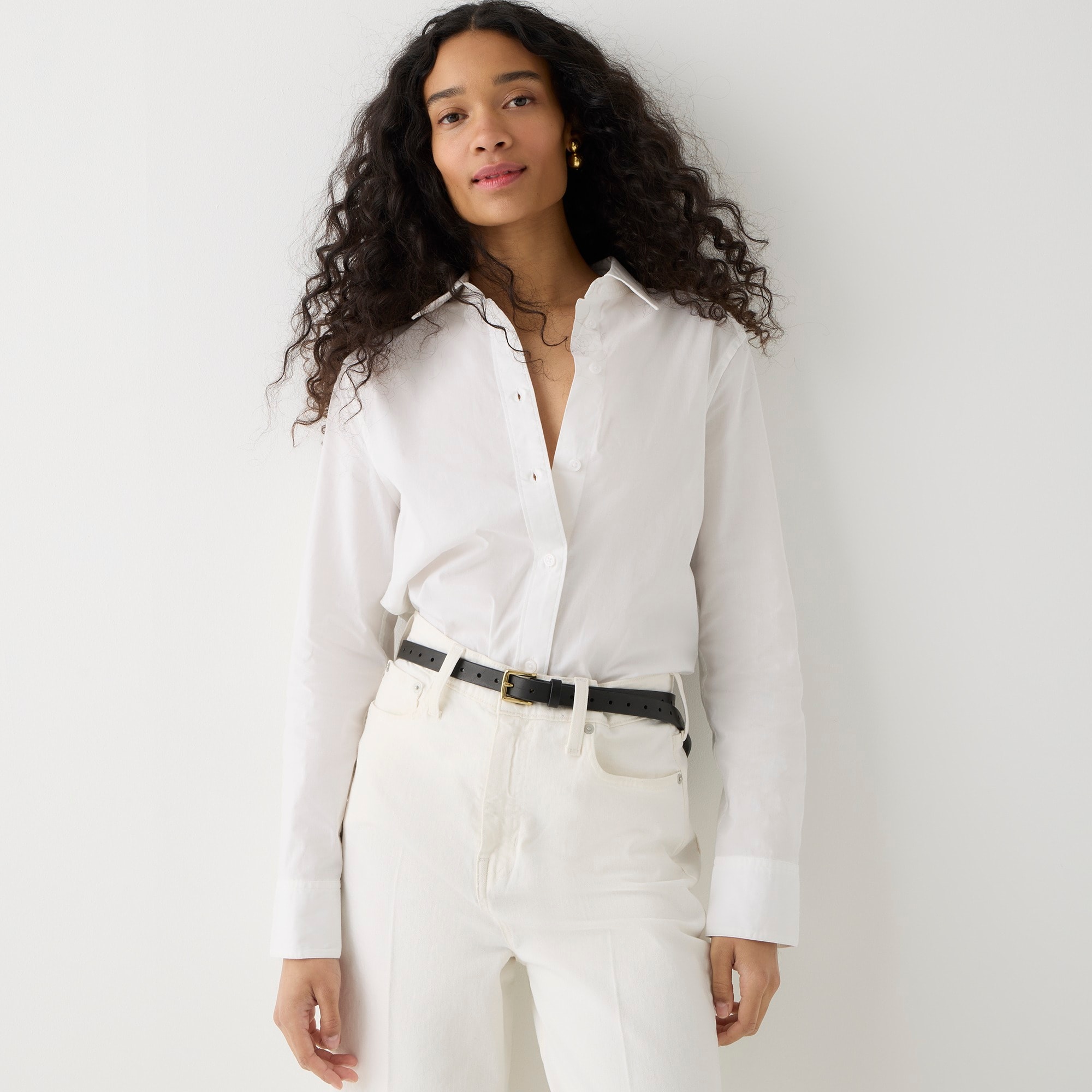 womens Tall slim-fit stretch cotton poplin shirt