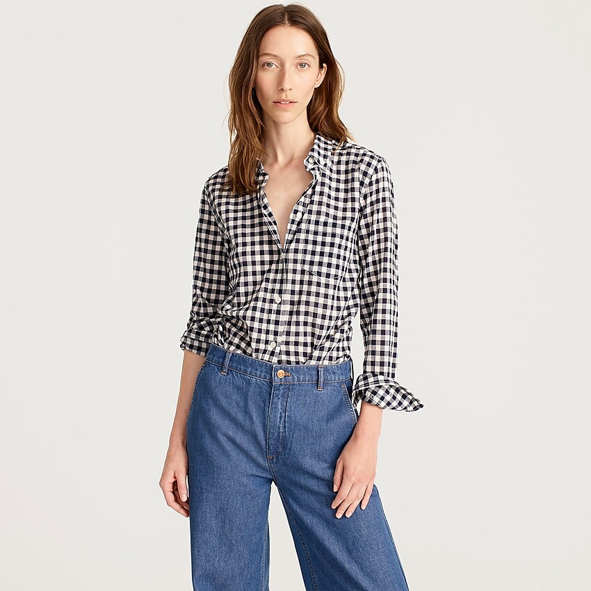 J Crew Classic Fit Shirt In Crinkle Gingham For Women
