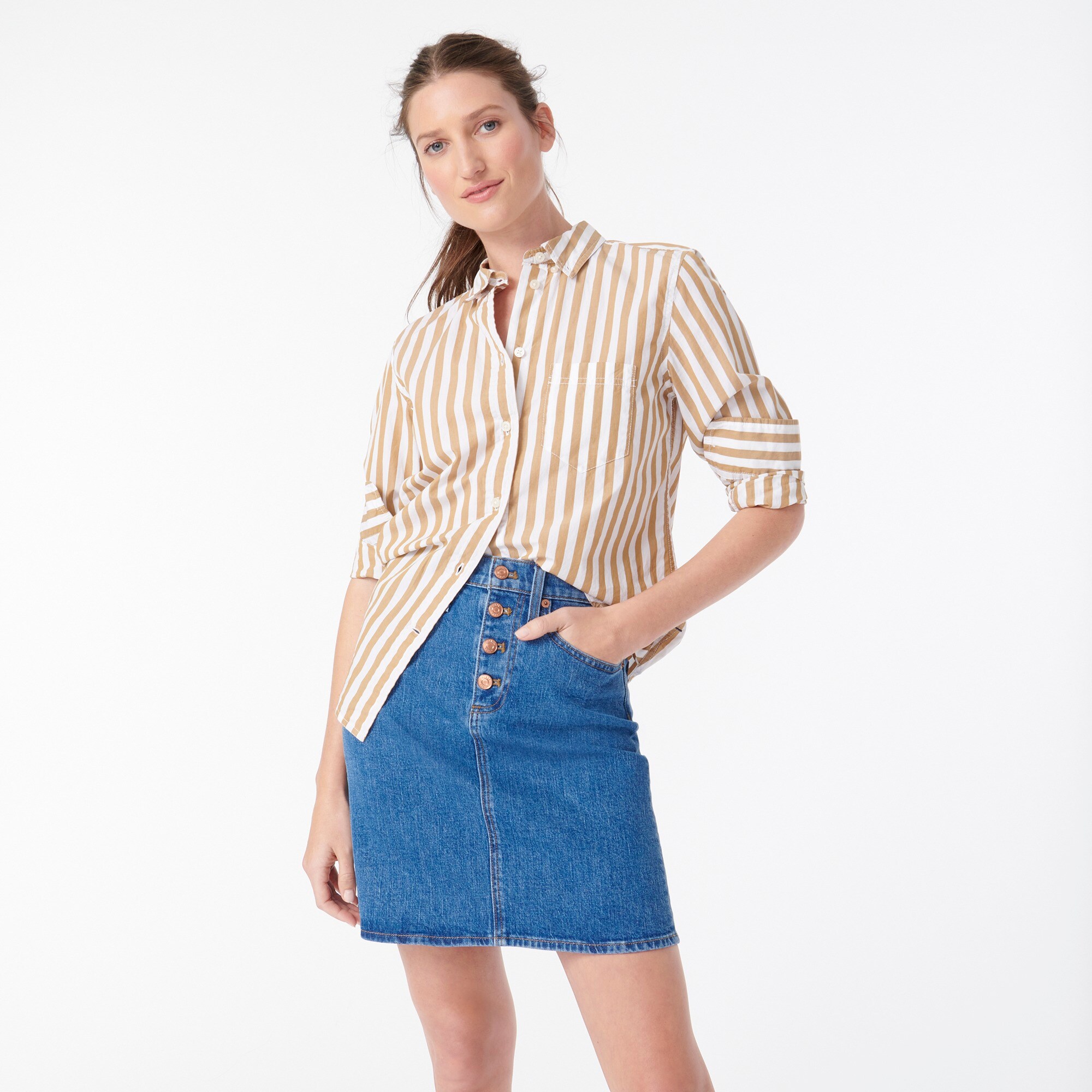 J.Crew: Button-front Denim Skirt For Women