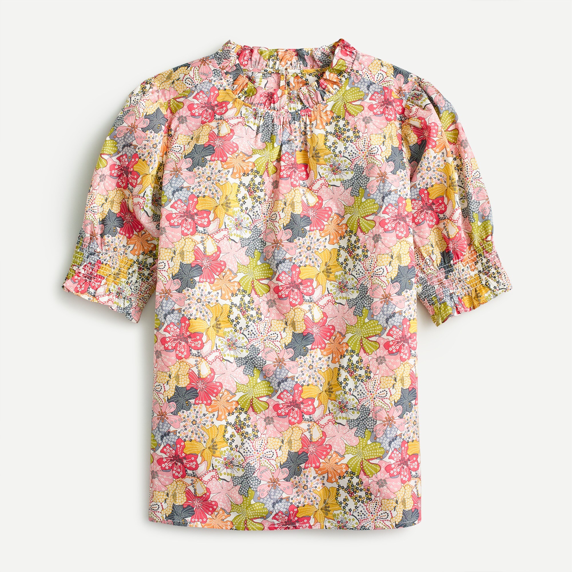 J.Crew: Smocked Puff-sleeve Top In Liberty® Mauvey Floral For Women