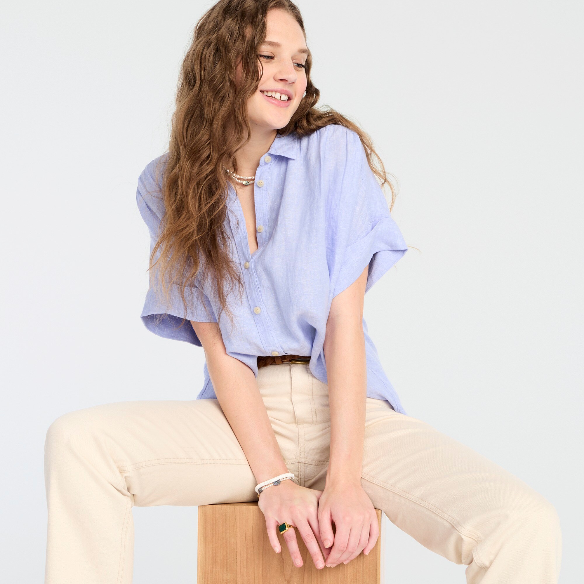 j.crew: relaxed-fit short-sleeve baird mcnutt irish linen shirt for women