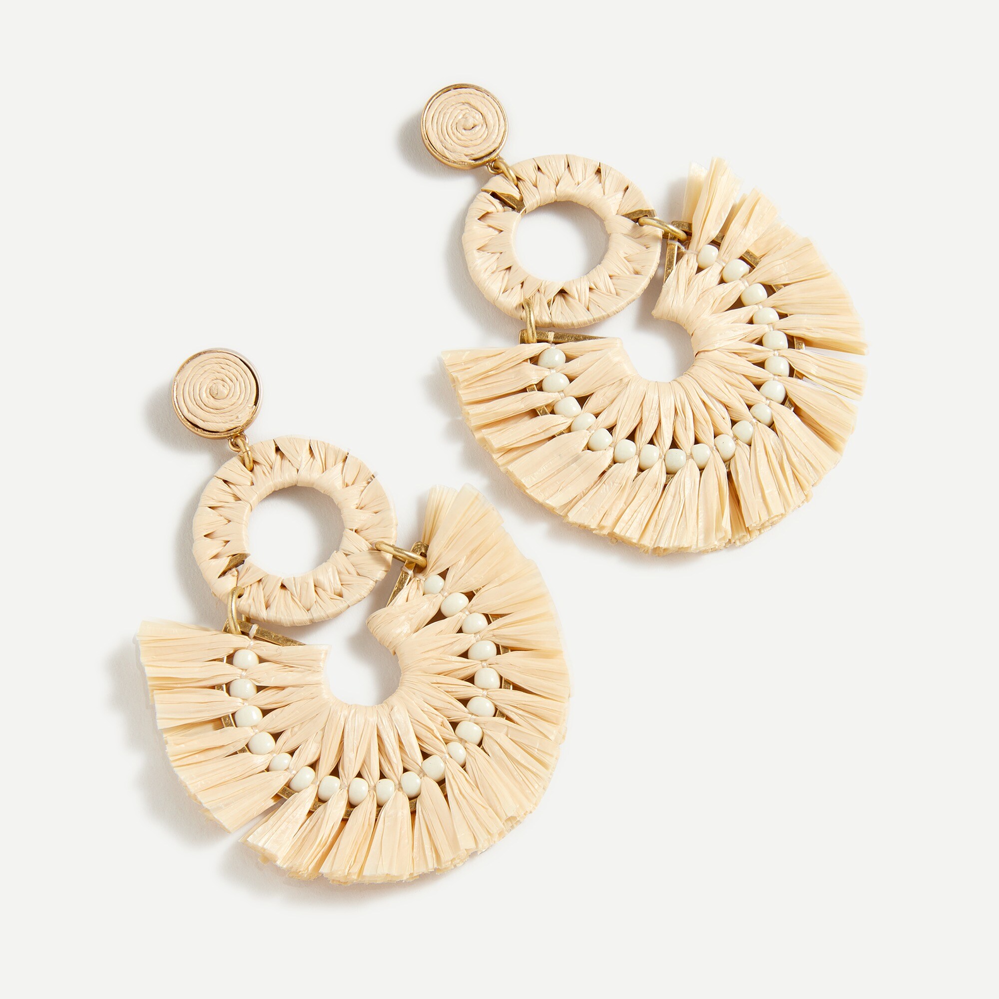Raffia fan statement earrings