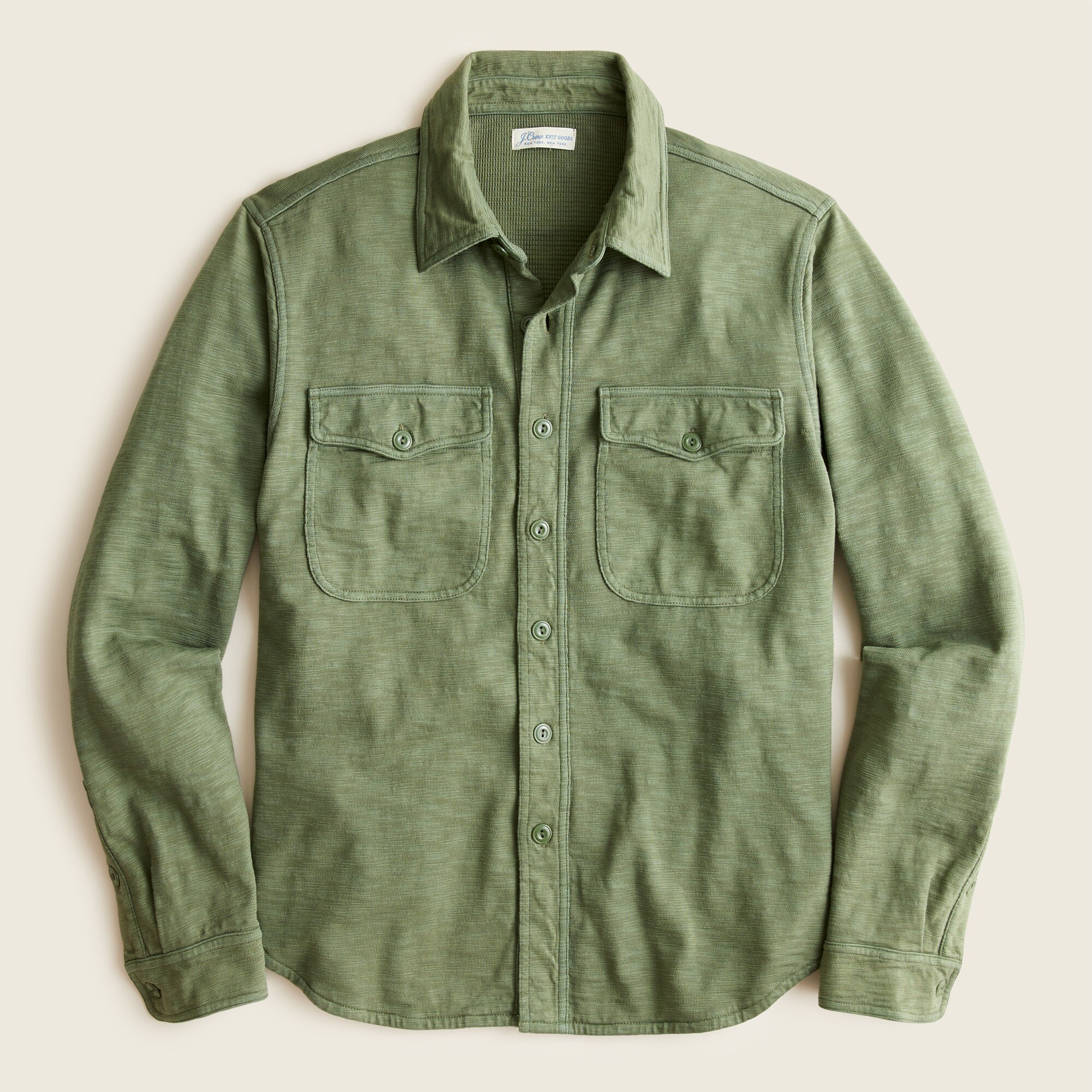 J.Crew: Waffle-lined Garment-dyed Harbor Shirt For Men