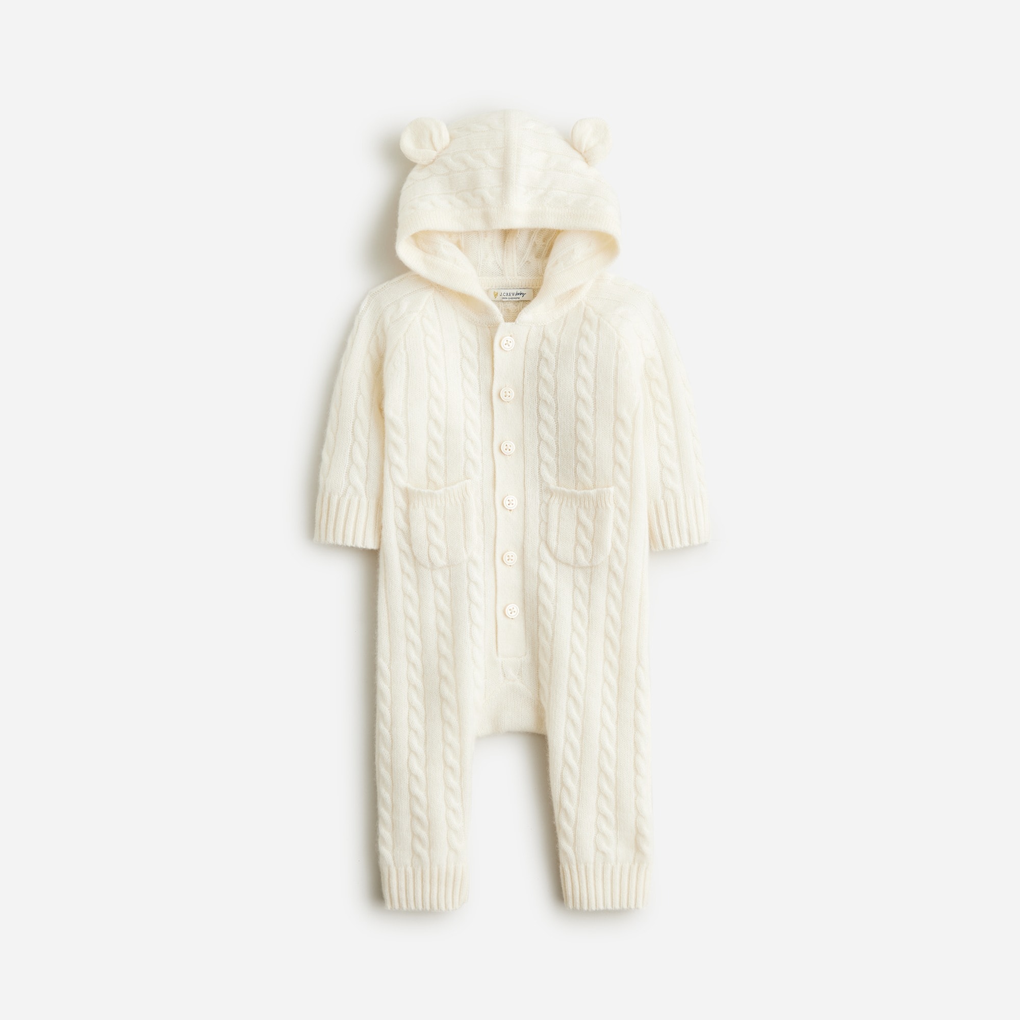 babys Limited-edition baby cashmere cable-knit bear one-piece