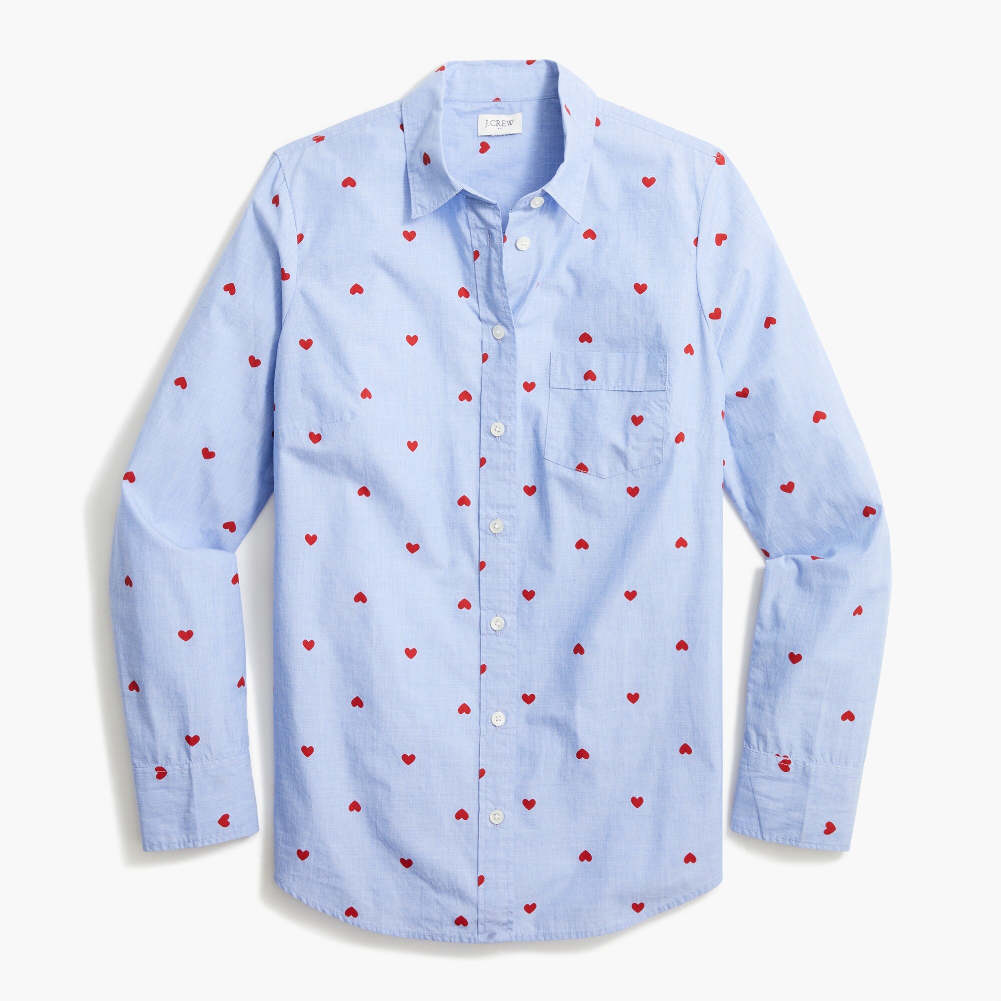  Printed button-up shirt in end-on-end cotton