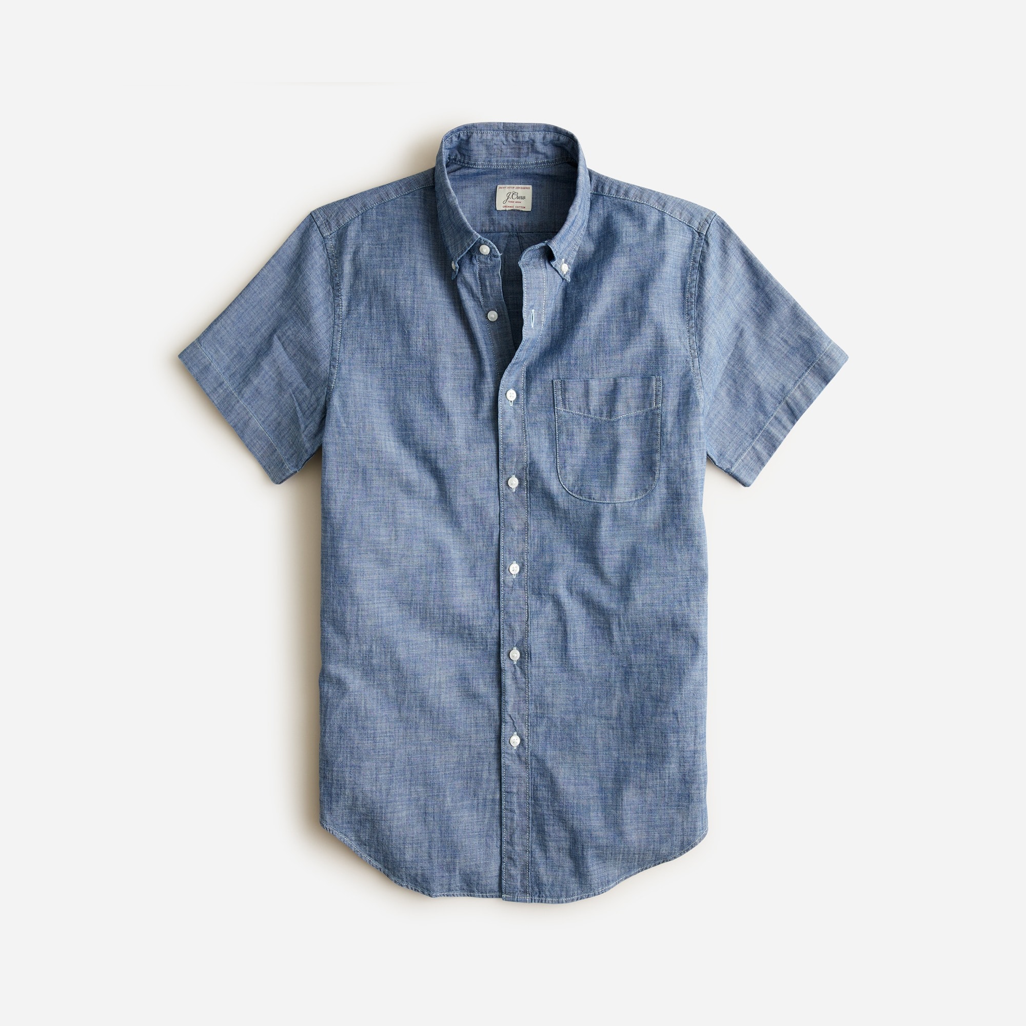  Short-sleeve indigo organic chambray shirt