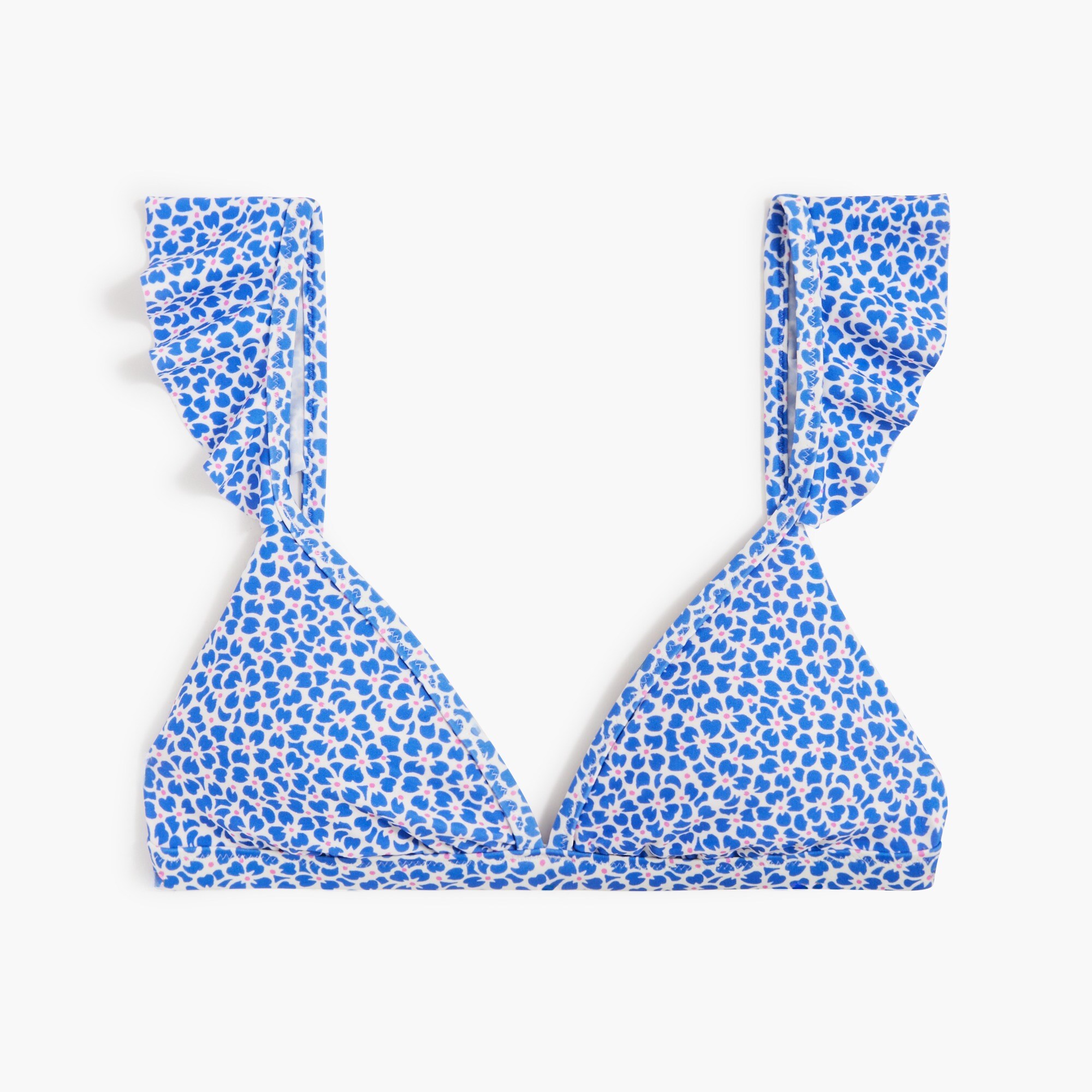 womens Printed ruffle-shoulder V-neck bikini top