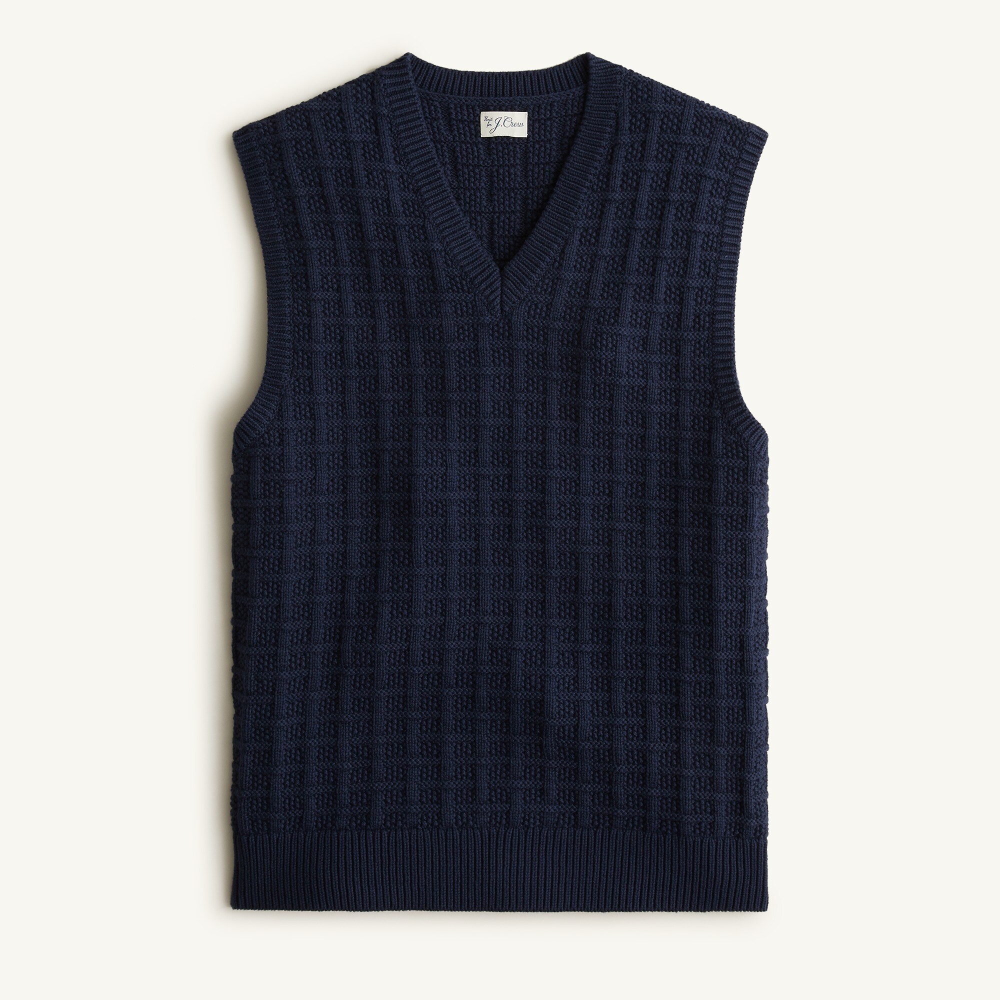 J.Crew: Cotton V-neck Sweater-vest In Checkered Stitch For Men