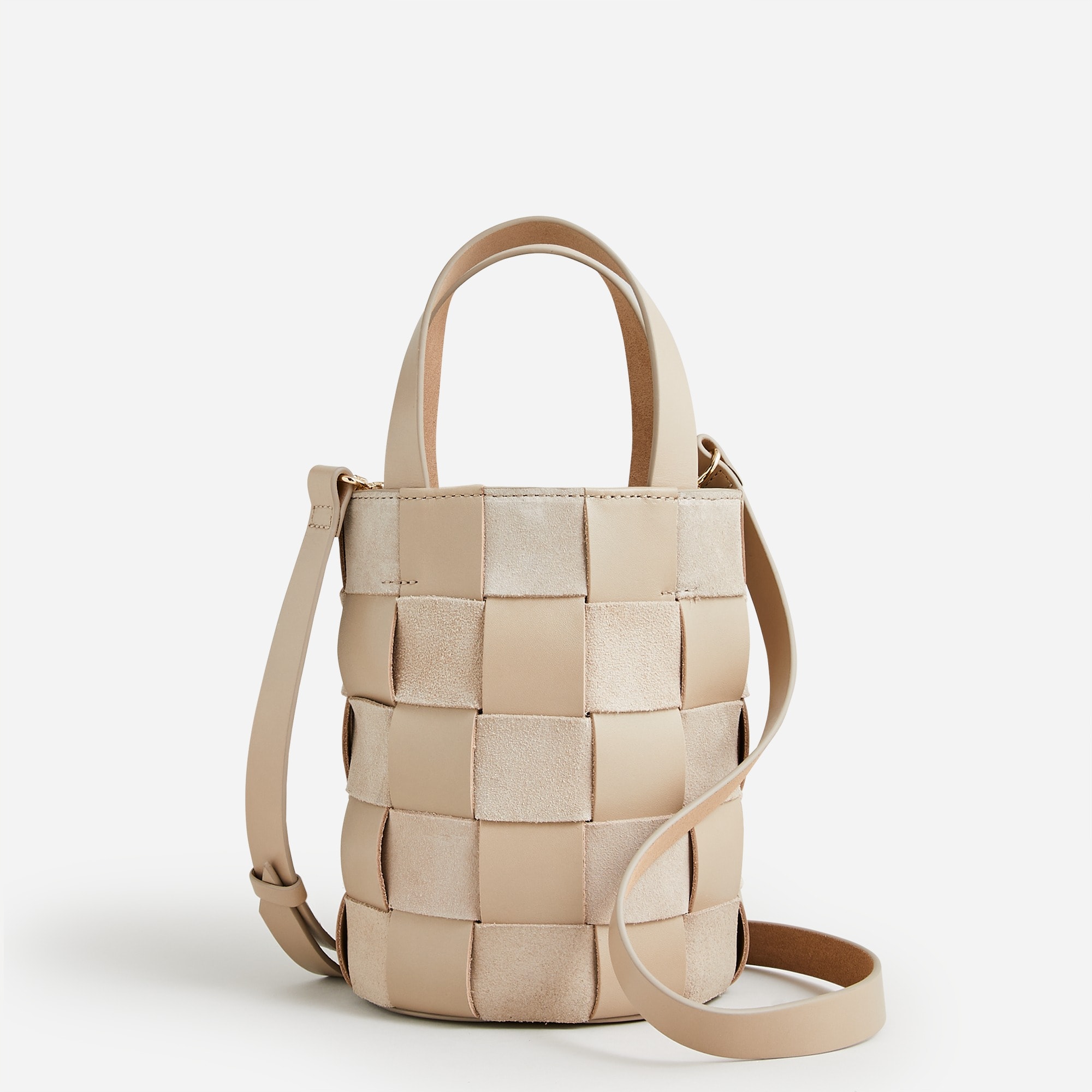 J.Crew: Woven Bucket Bag In Leather And Suede For Women