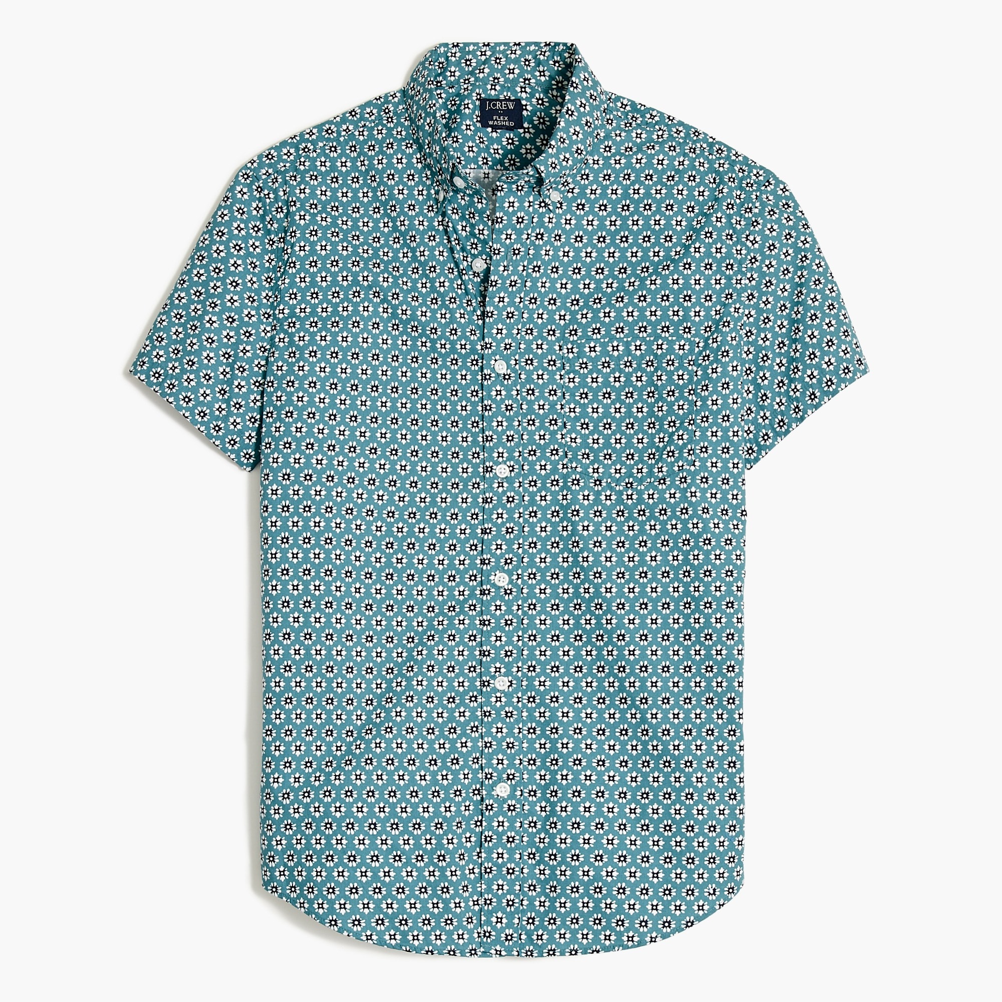 mens Short-sleeve printed flex casual shirt