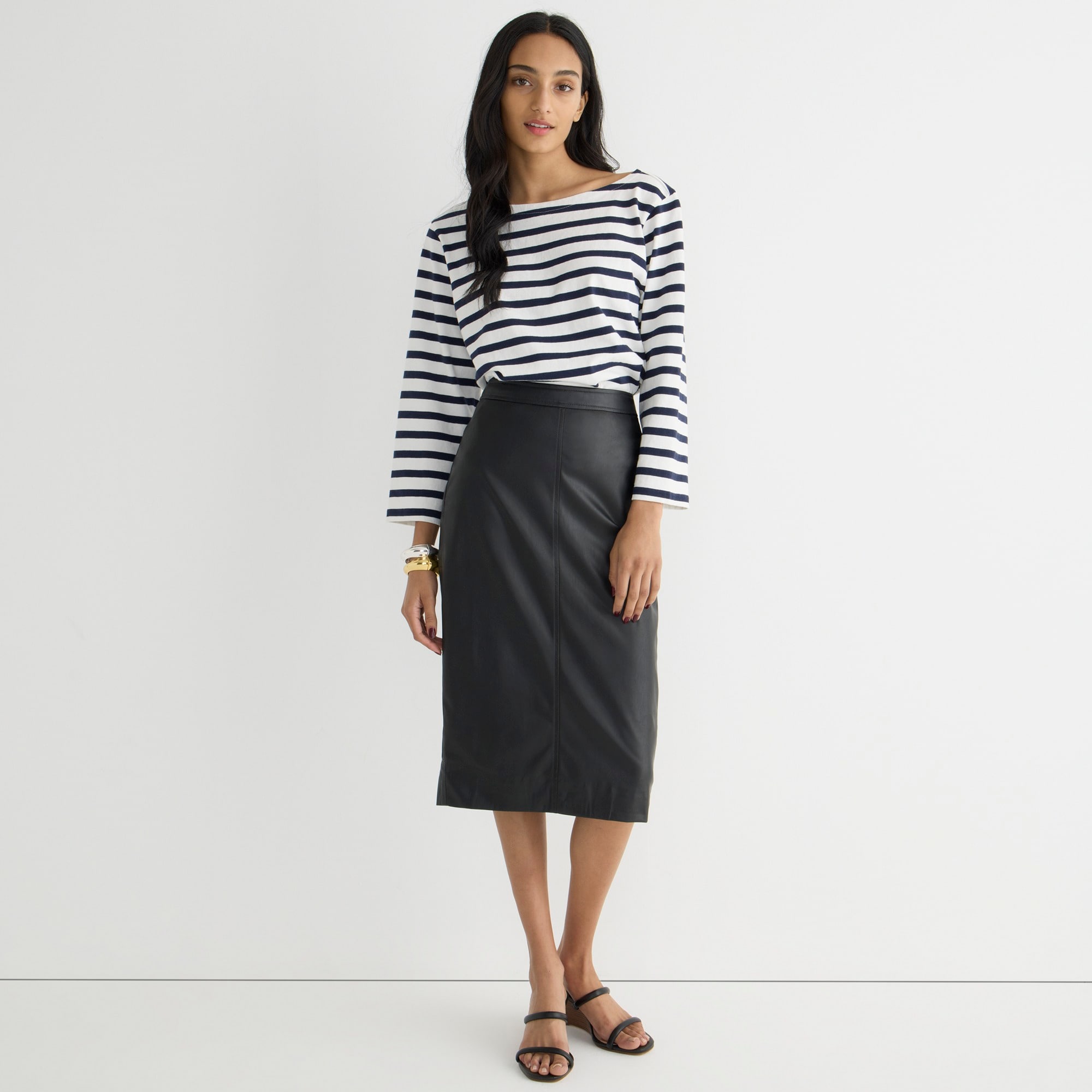 j.crew: no. 3 pencil skirt in faux leather for women