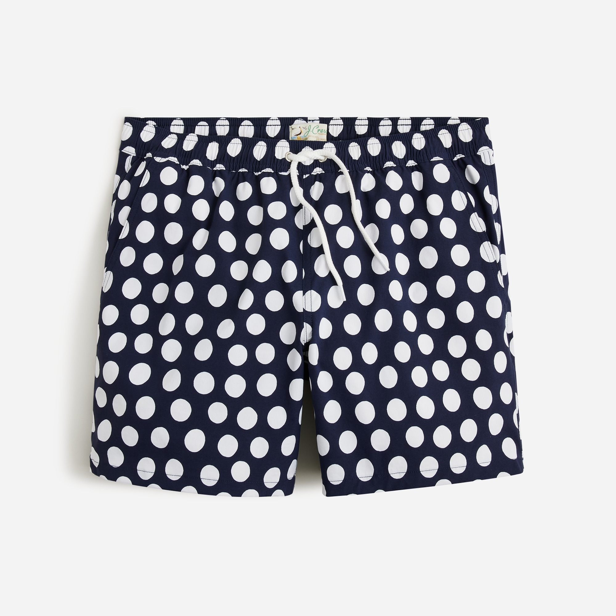 mens 6'' stretch swim trunk in polka-dot print with ECONYL&reg; nylon