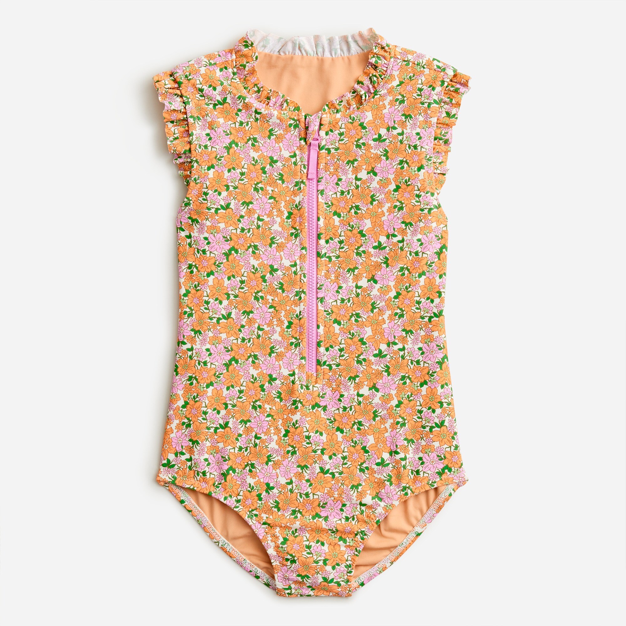 girls Girls zip-up one-piece swimsuit with UPF 50