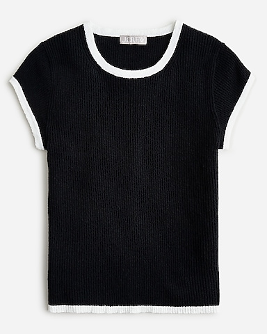 Cropped cap-sleeve sweater T-shirt