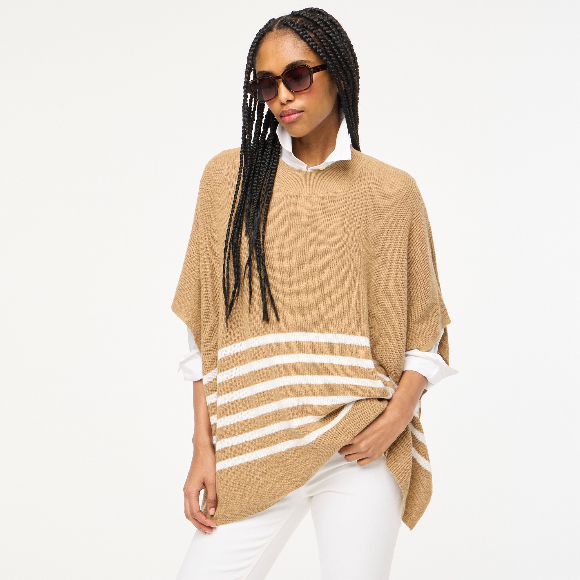 factory: striped poncho for women