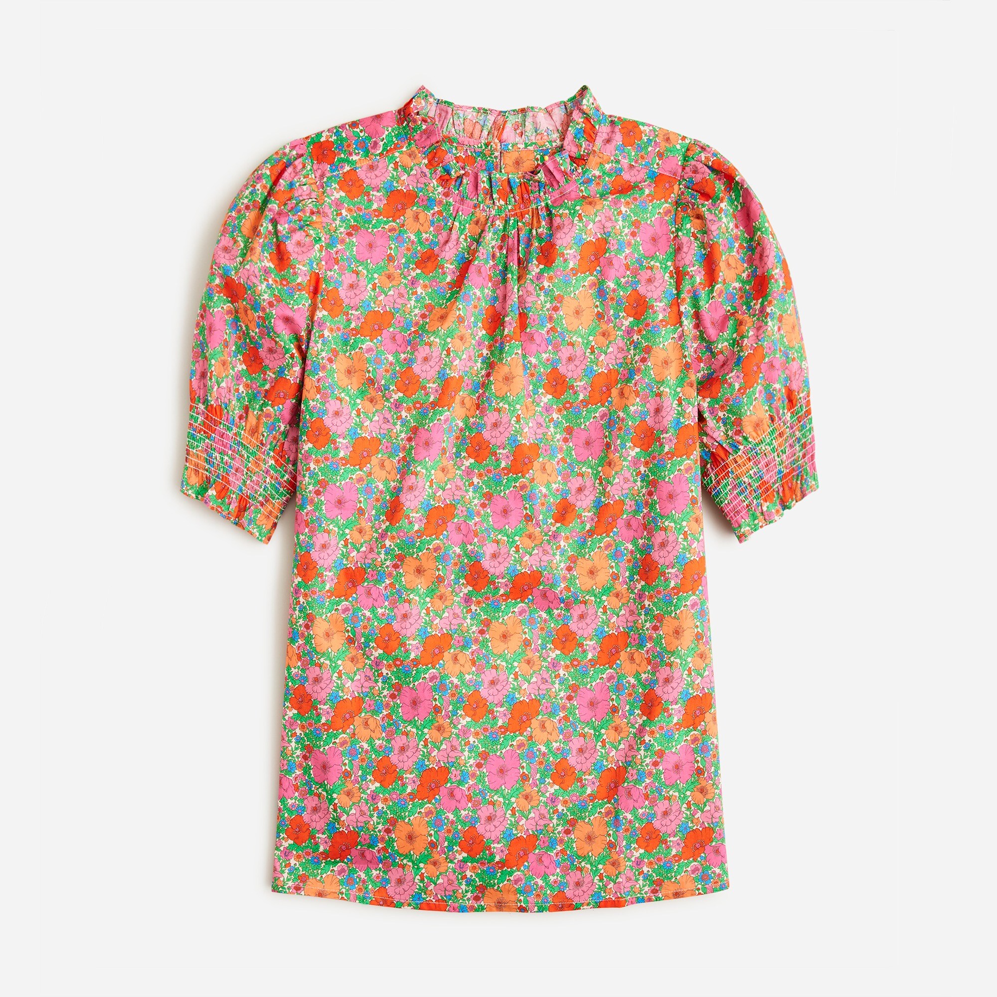 J.Crew: Smocked Puff-sleeve Top In Liberty® Meadow Song Fabric For Women