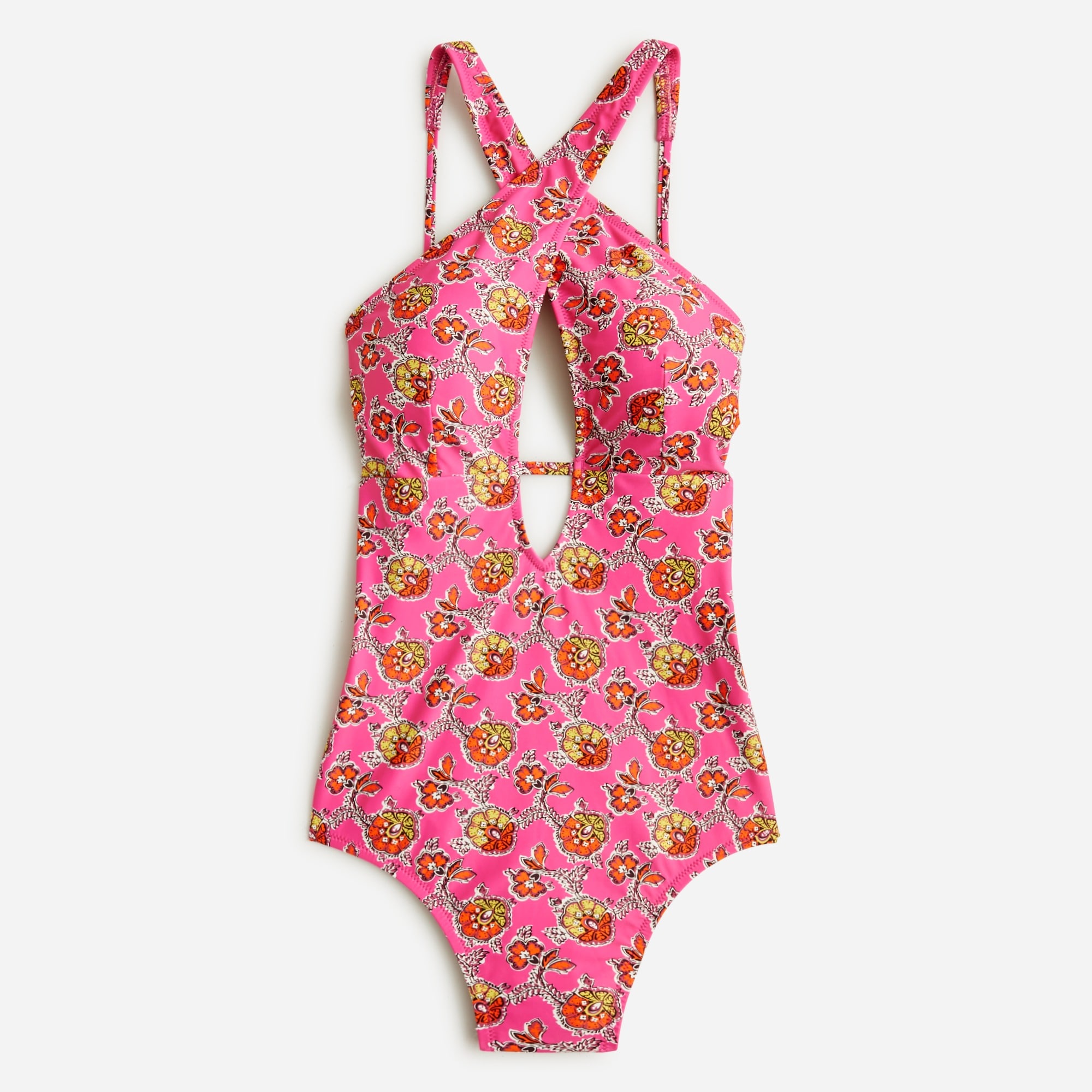  Halter-neck cutout one-piece swimsuit in Ratti&reg; pink blooms print