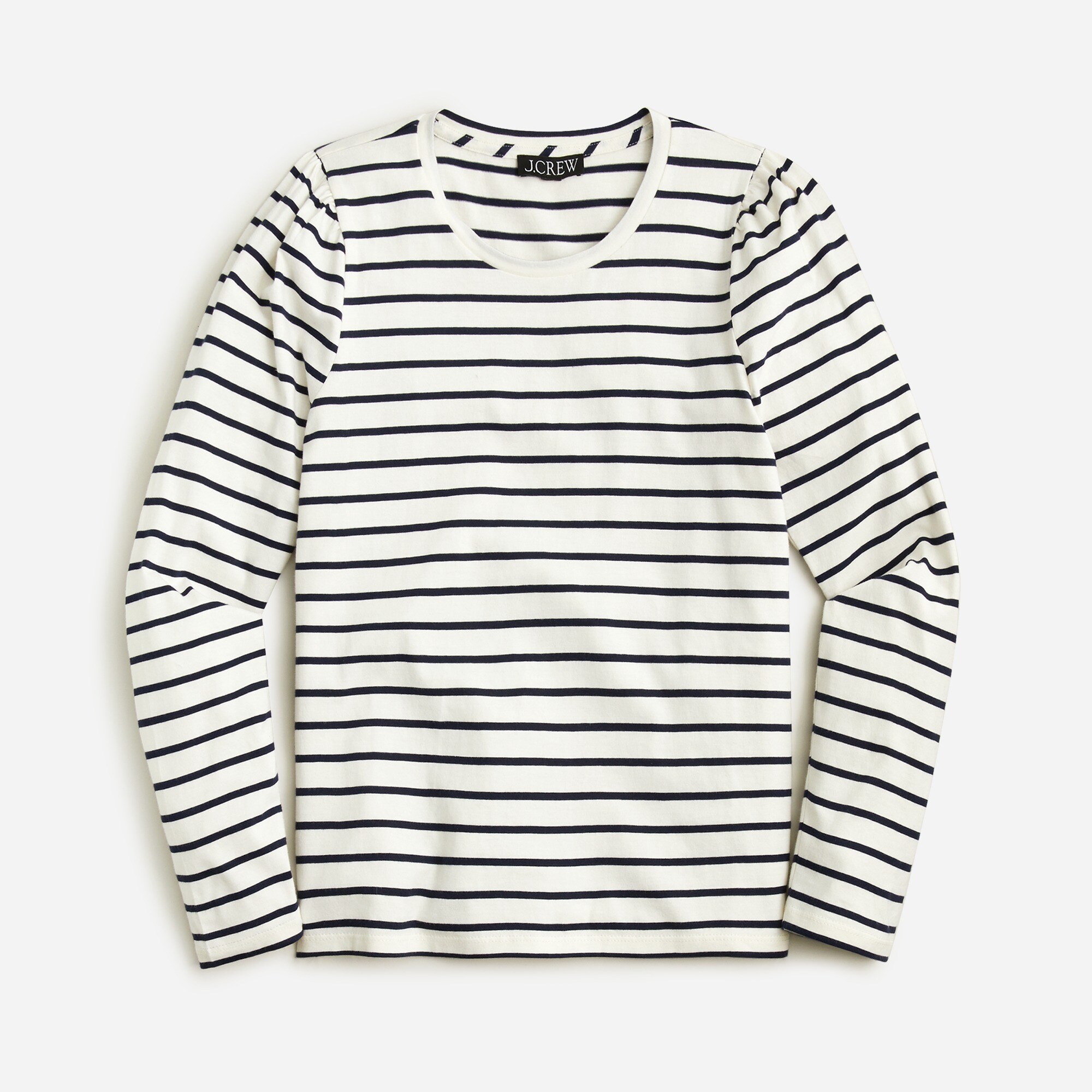 Puff-sleeve crewneck T-shirt in stripe