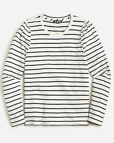 Puff-sleeve crewneck T-shirt in stripe