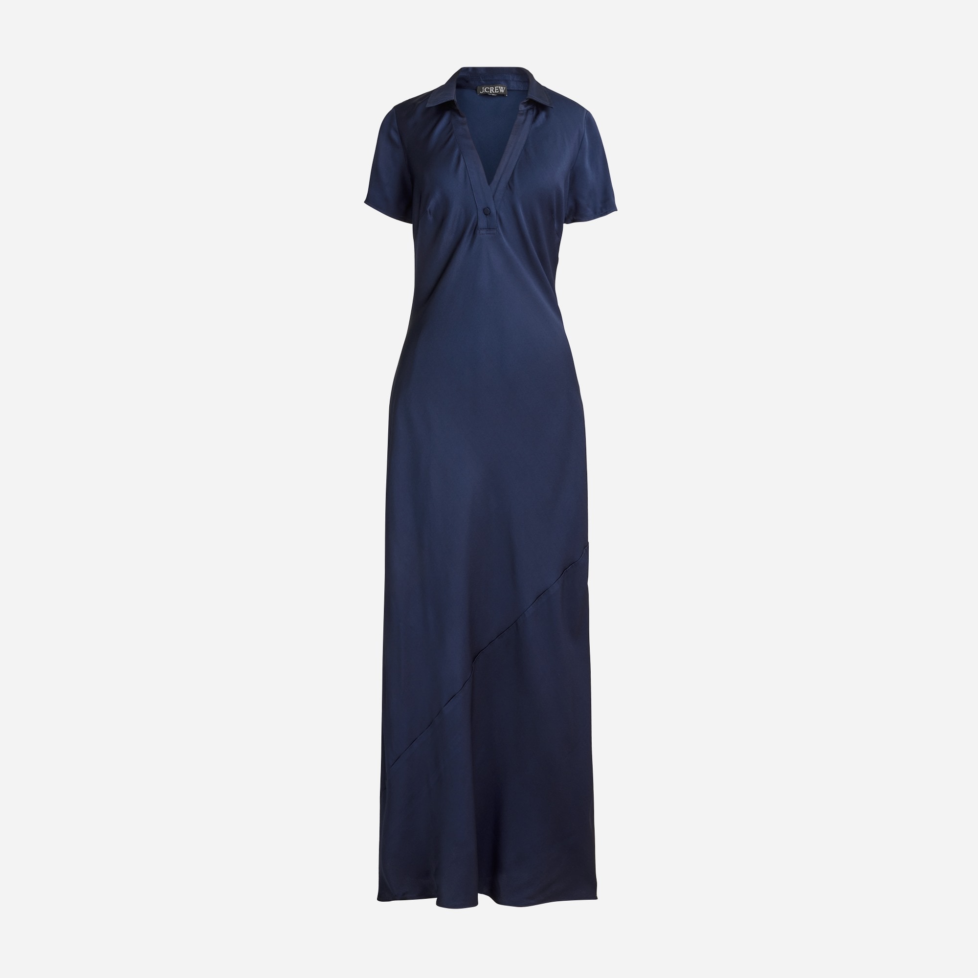  Short-sleeve maxi slip dress in luster crepe