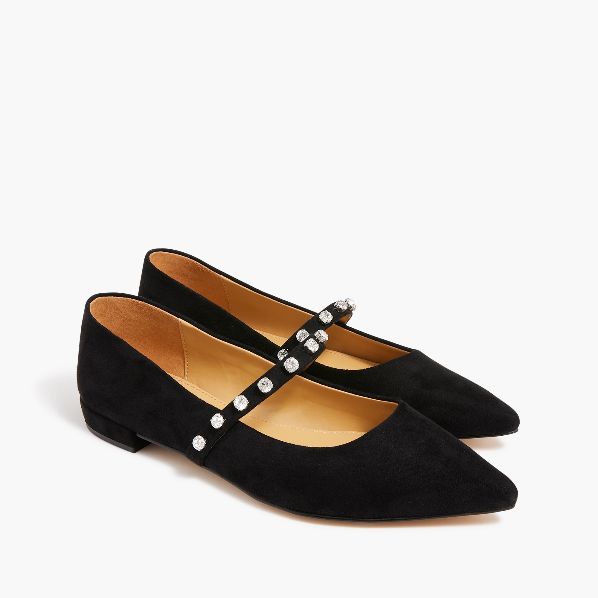 J.Crew Multistrap Mary Jane Flats In Suede in Black