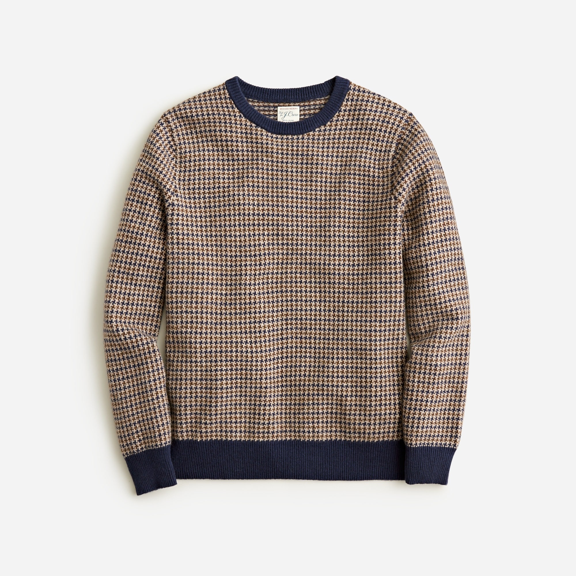 mens Merino wool-blend sweater in houndstooth jacquard