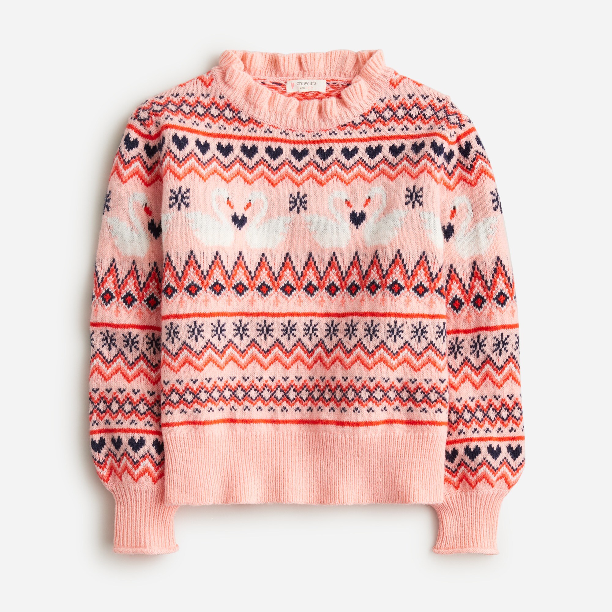  Girls' swan Fair Isle sweater