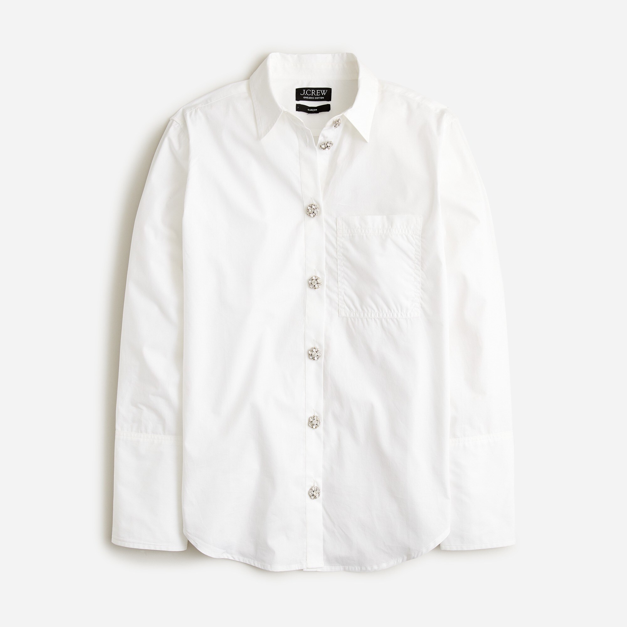  Gar&ccedil;on classic shirt with jewel buttons in cotton poplin