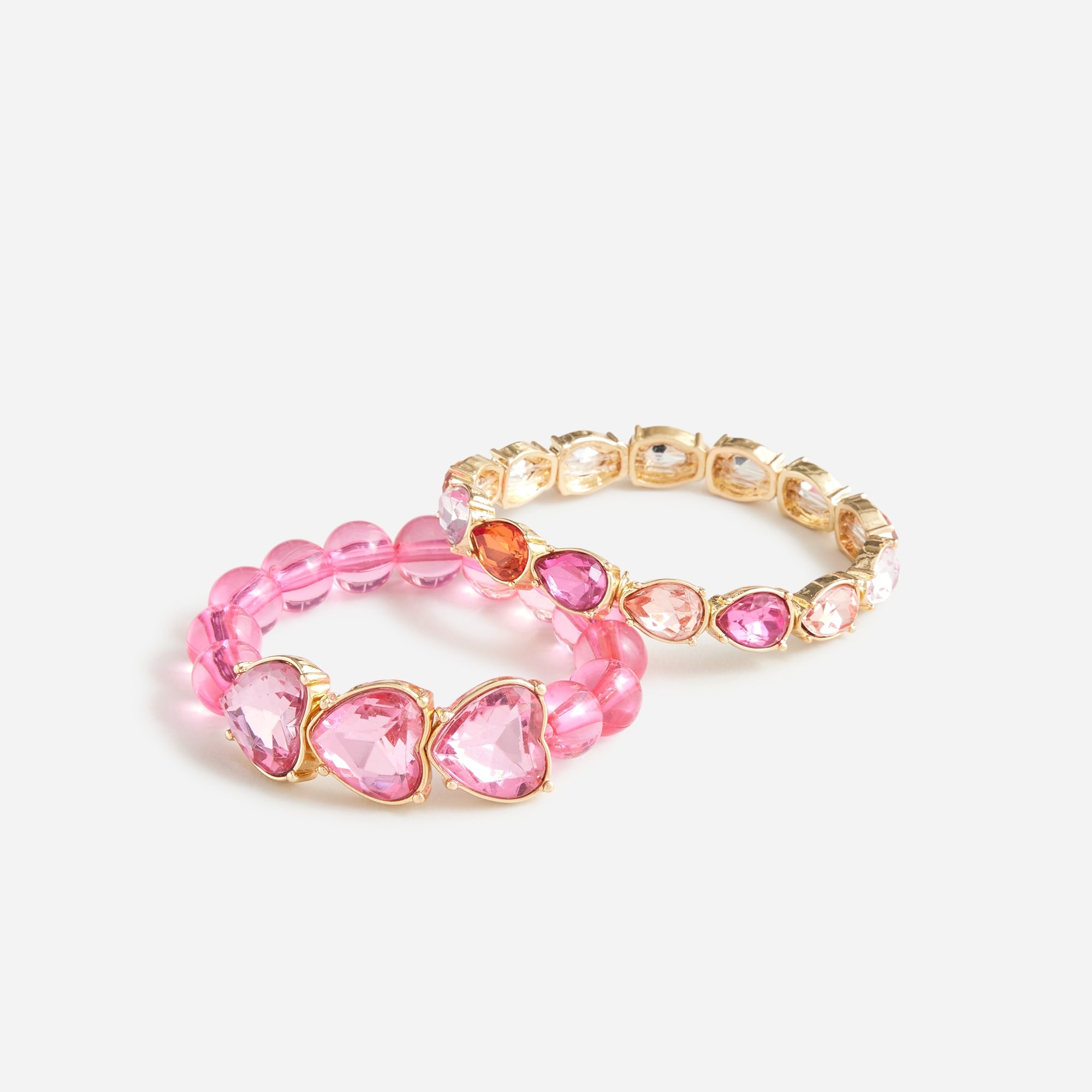  Girls' heart charm bracelets set