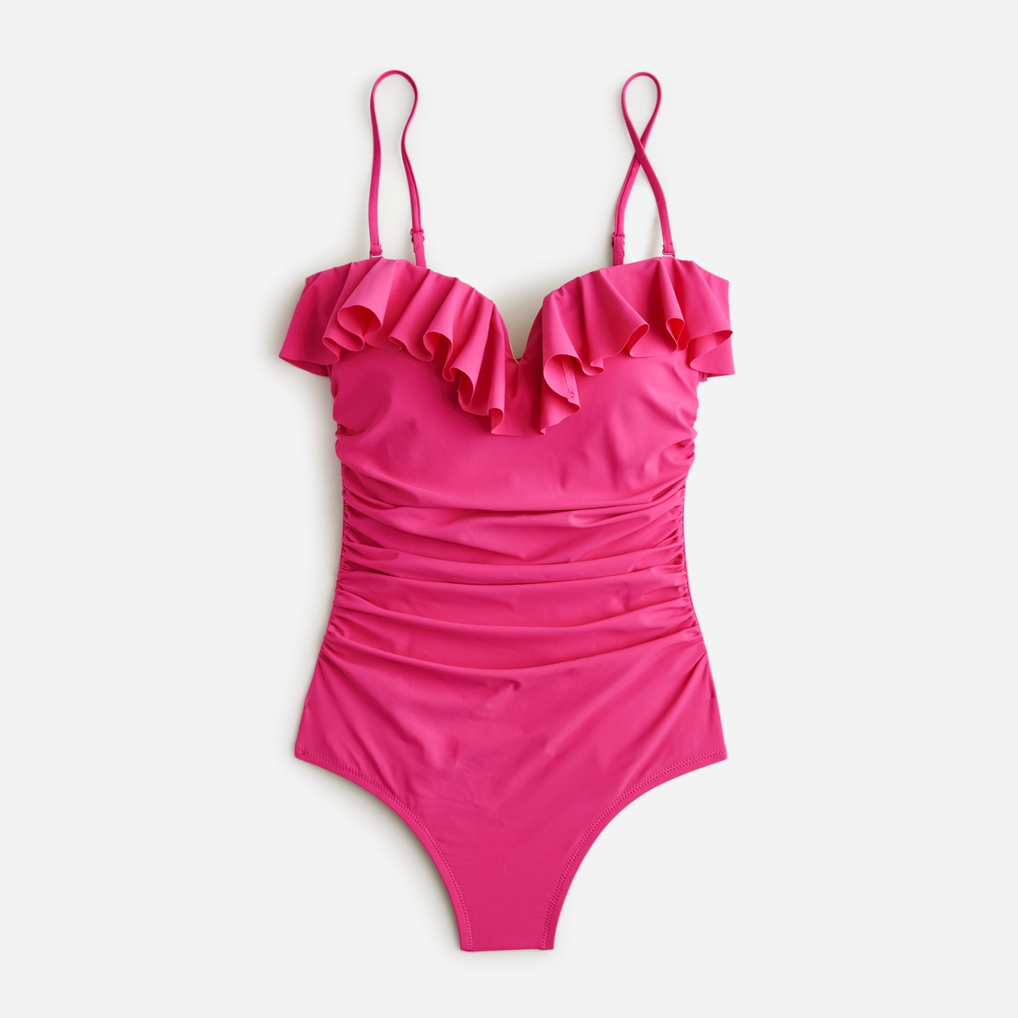womens Matte ruched one-piece swimsuit with ruffles