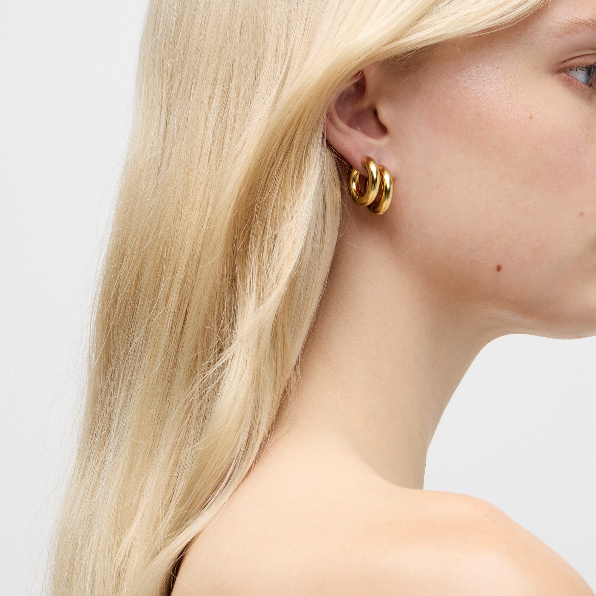 womens Metallic hoop earrings set-of-three