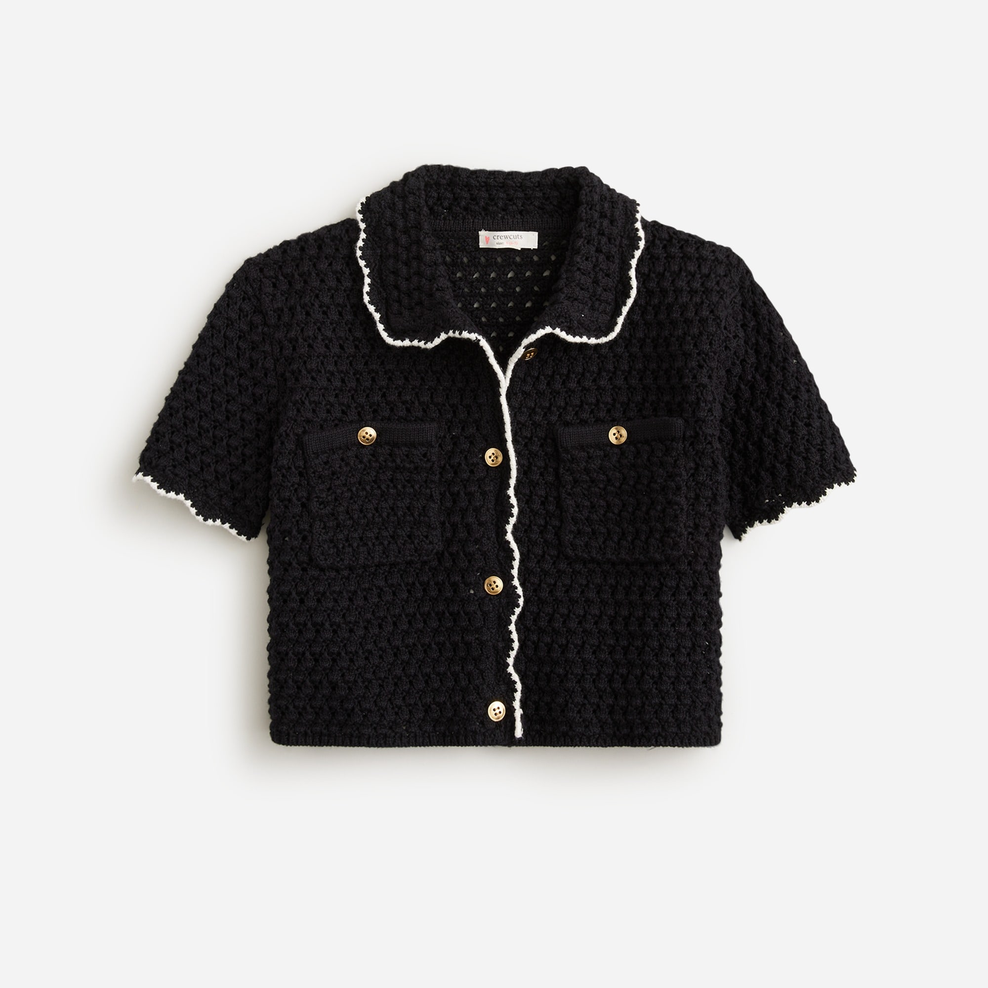  Girls' crochet button-up shirt