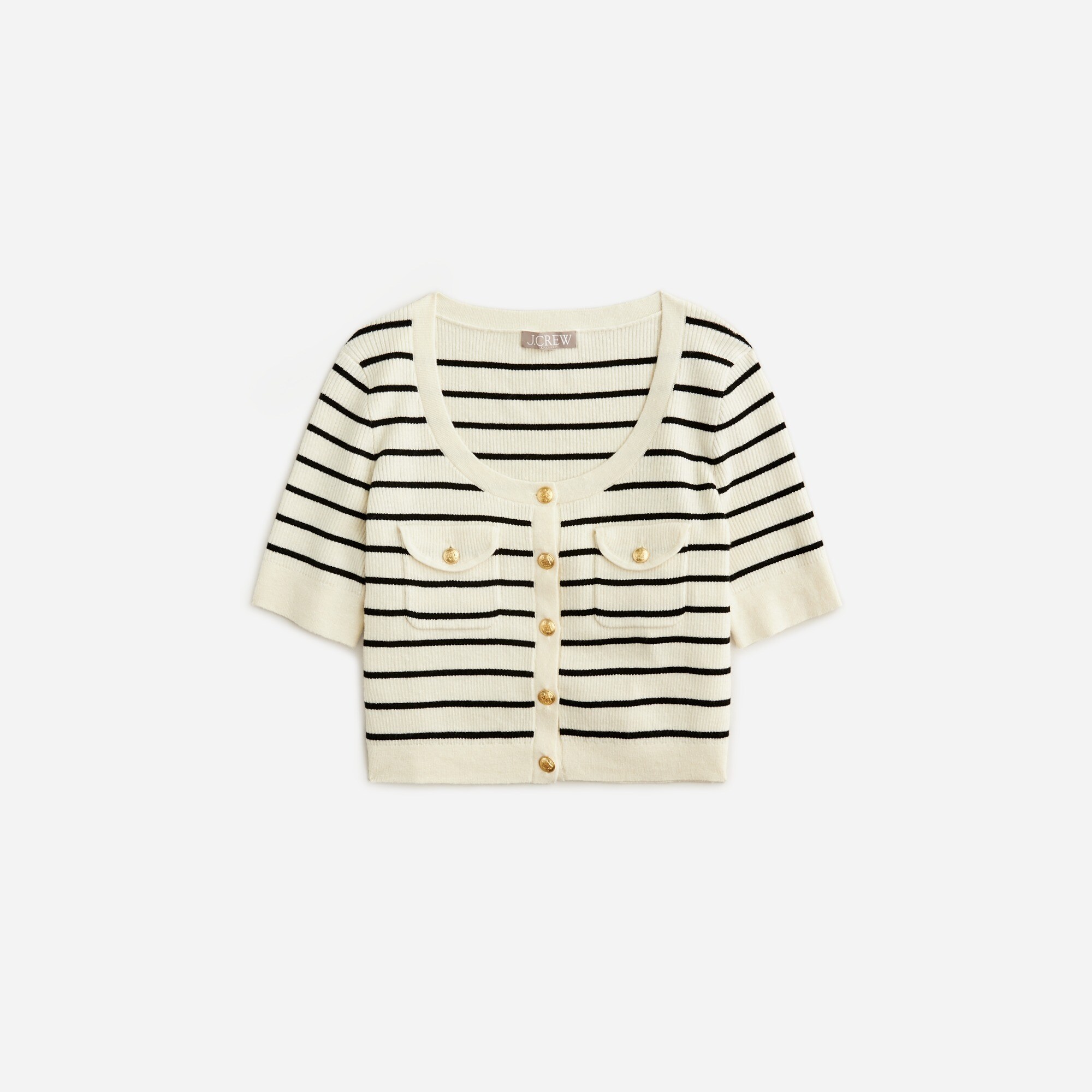 womens Button-up sweater-tee in stripe