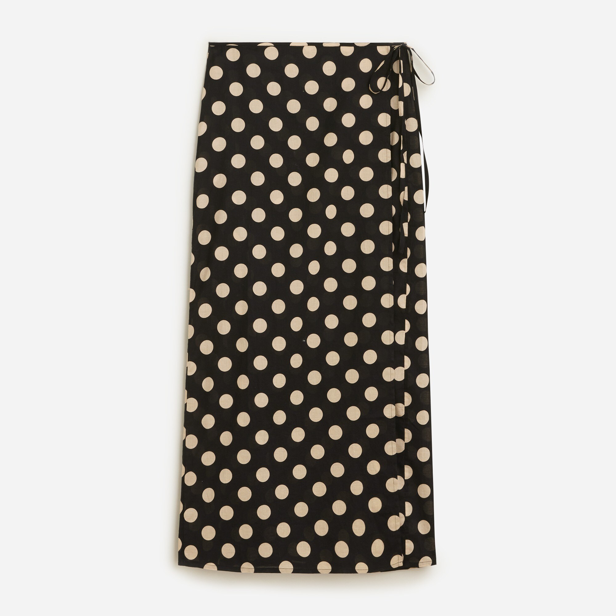  Side-tie cotton voile skirt in dot print