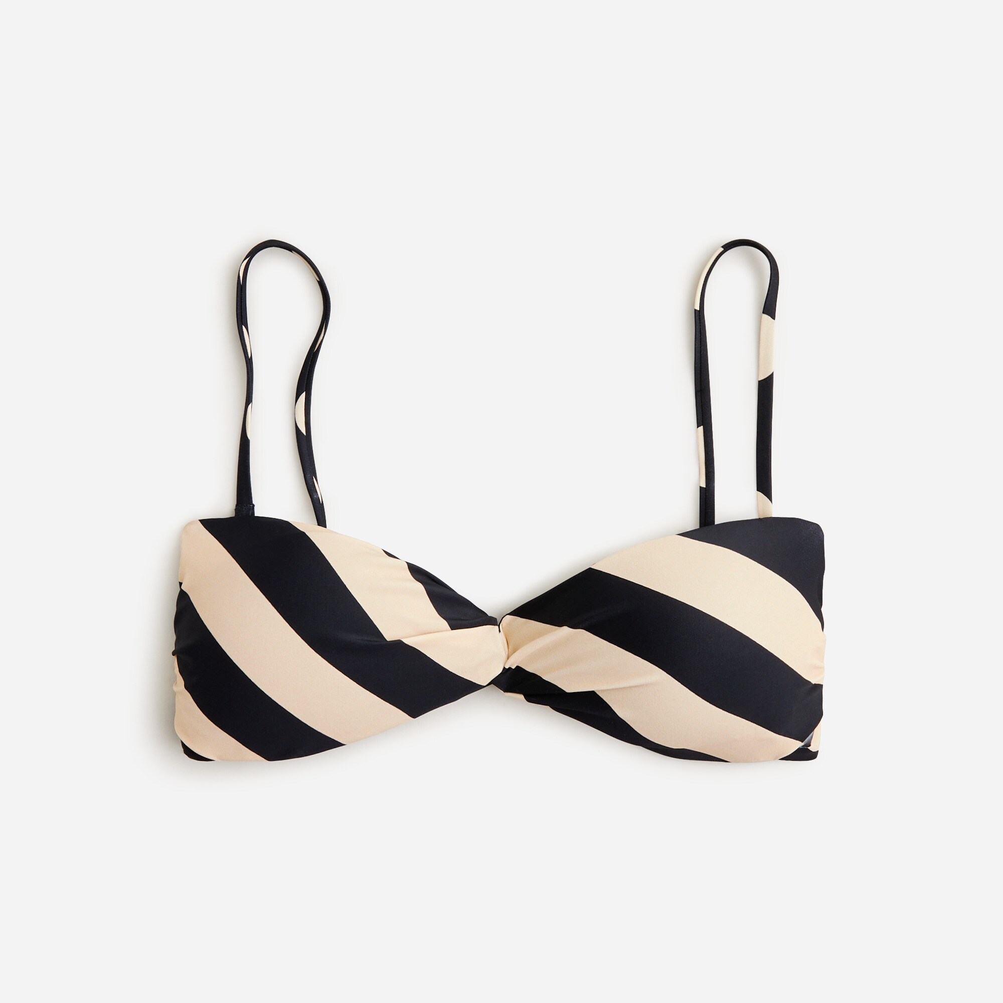  Twist-front bikini top in reversible dot-stripe print