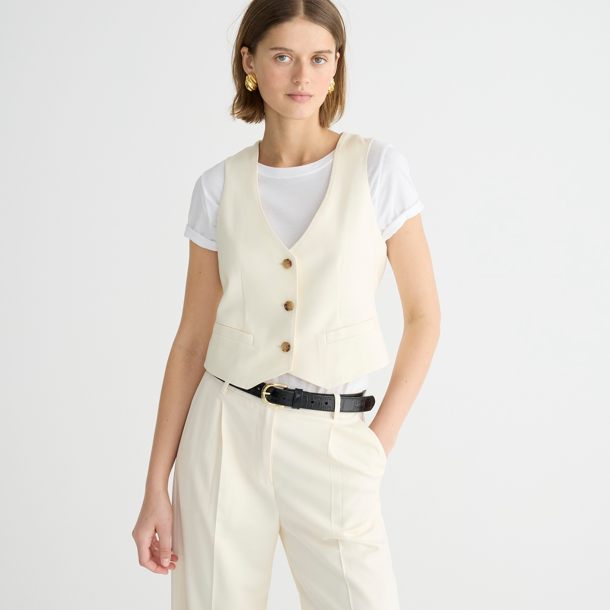 j.crew: classic-fit vest in city twill for women