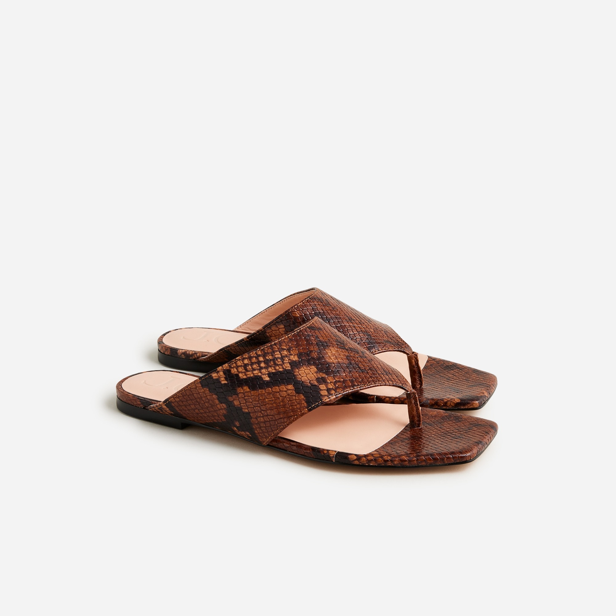 womens New Capri wide thong sandals in snake-embossed leather