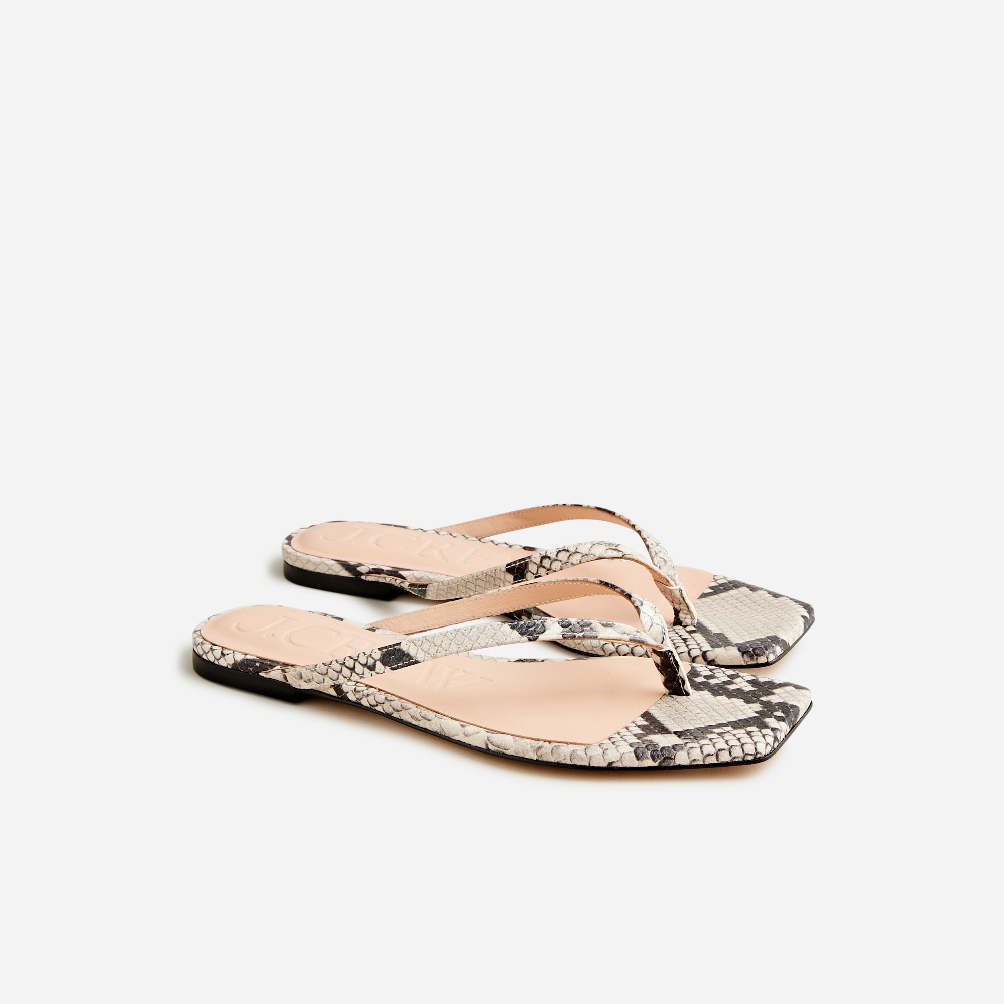womens New Capri thong sandals in snake-embossed leather