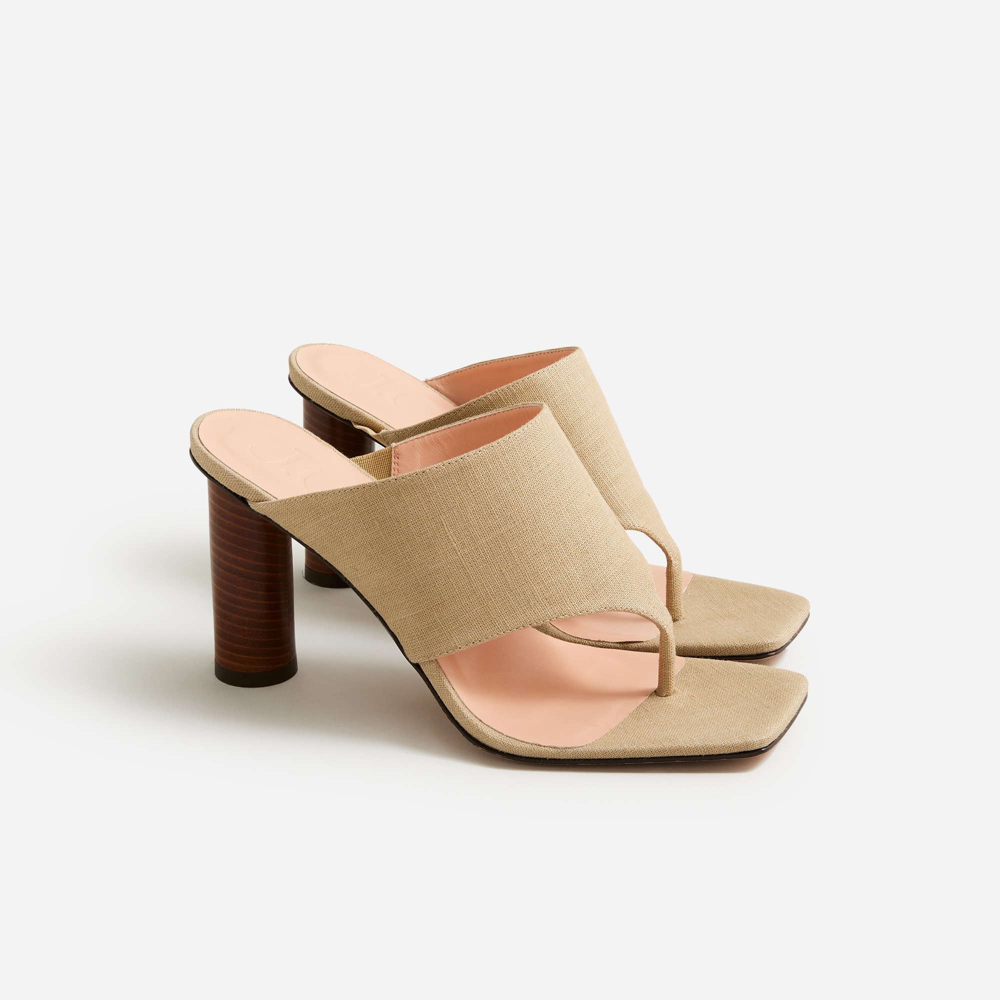  Rounded-heel thong sandals in linen