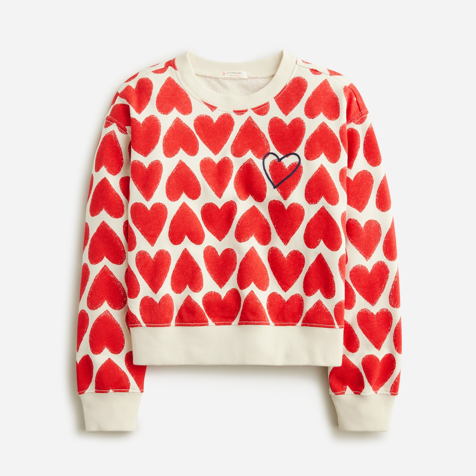  Girls' heart graphic crewneck sweatshirt