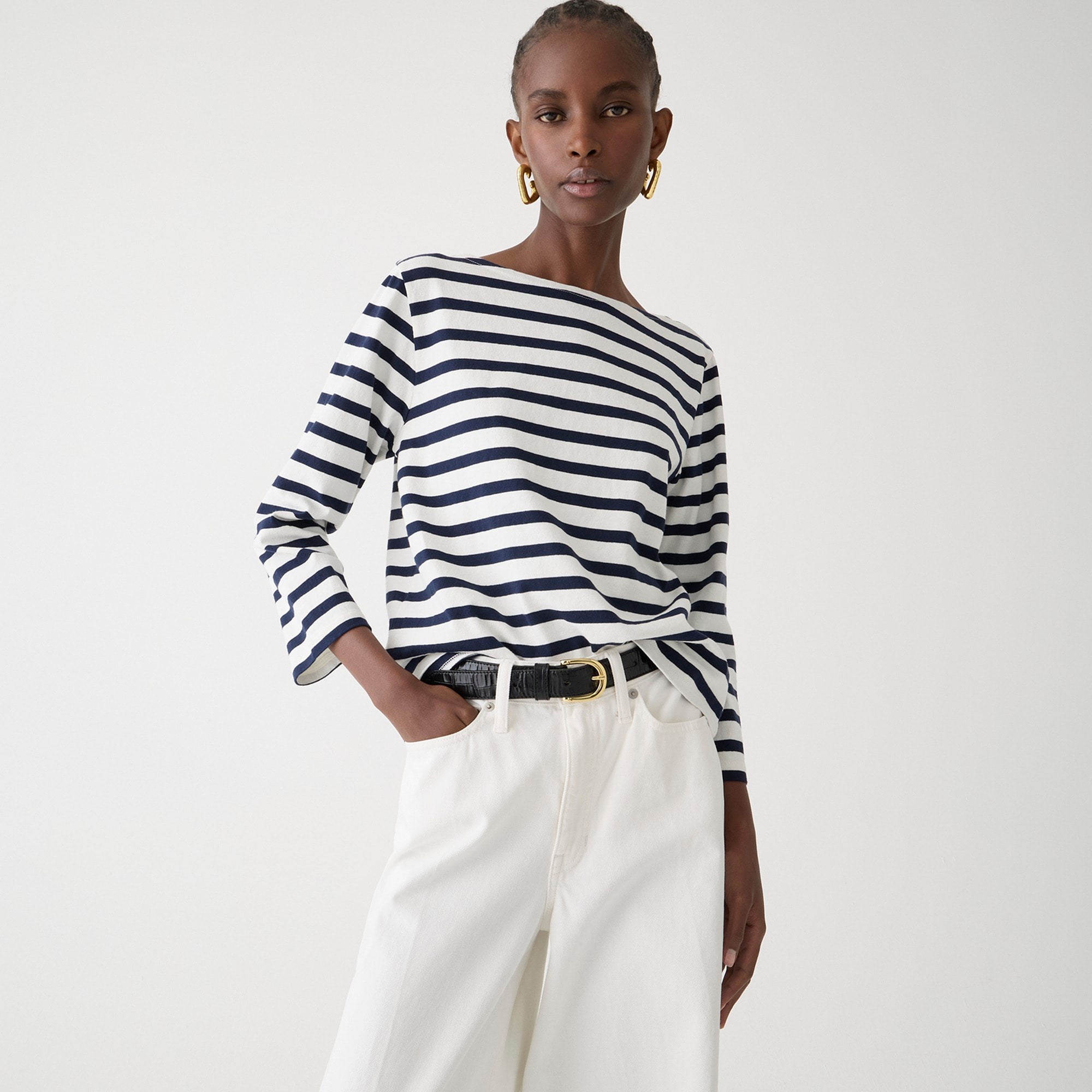 womens Classic mariner cloth boatneck T-shirt in stripe