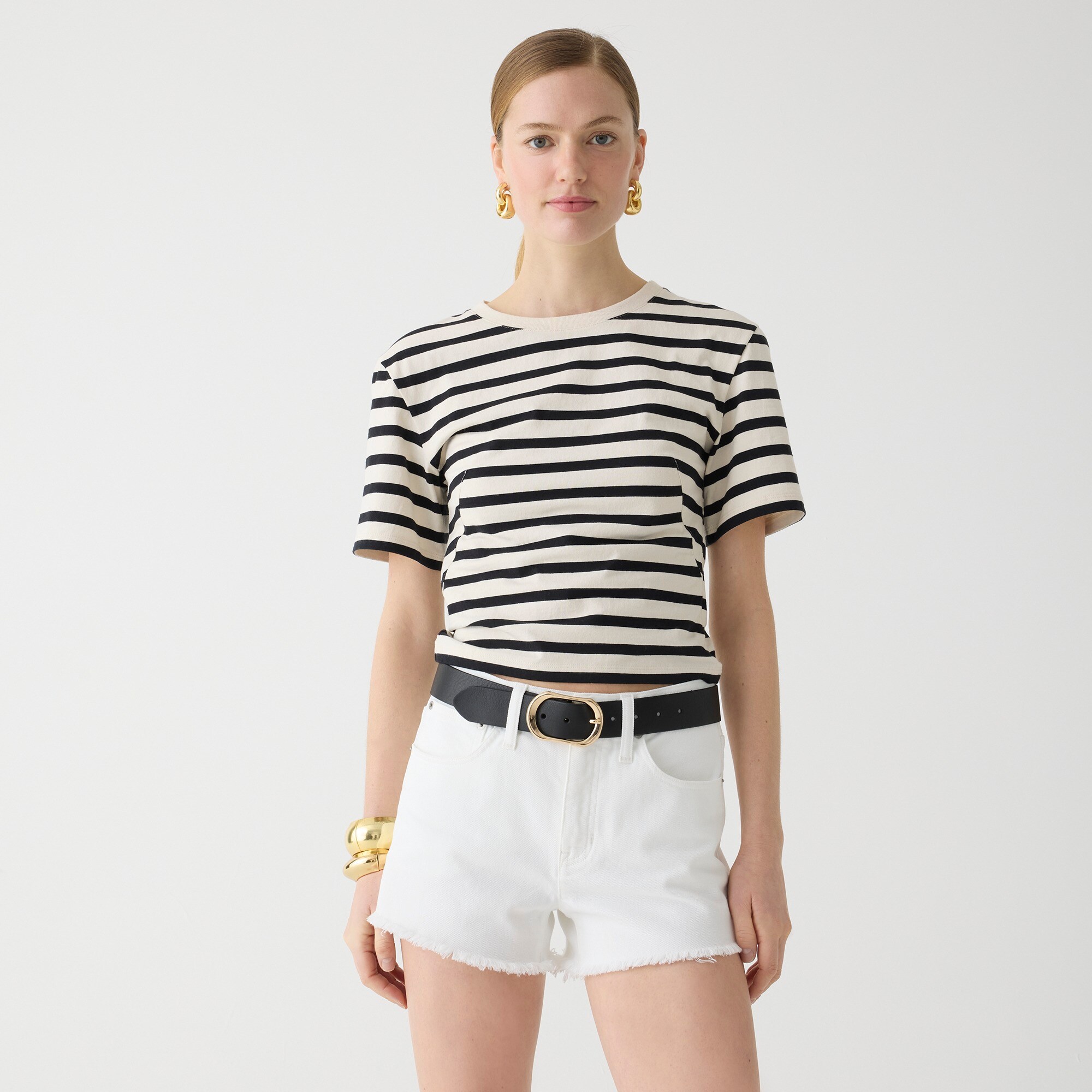 womens Relaxed denim short in white