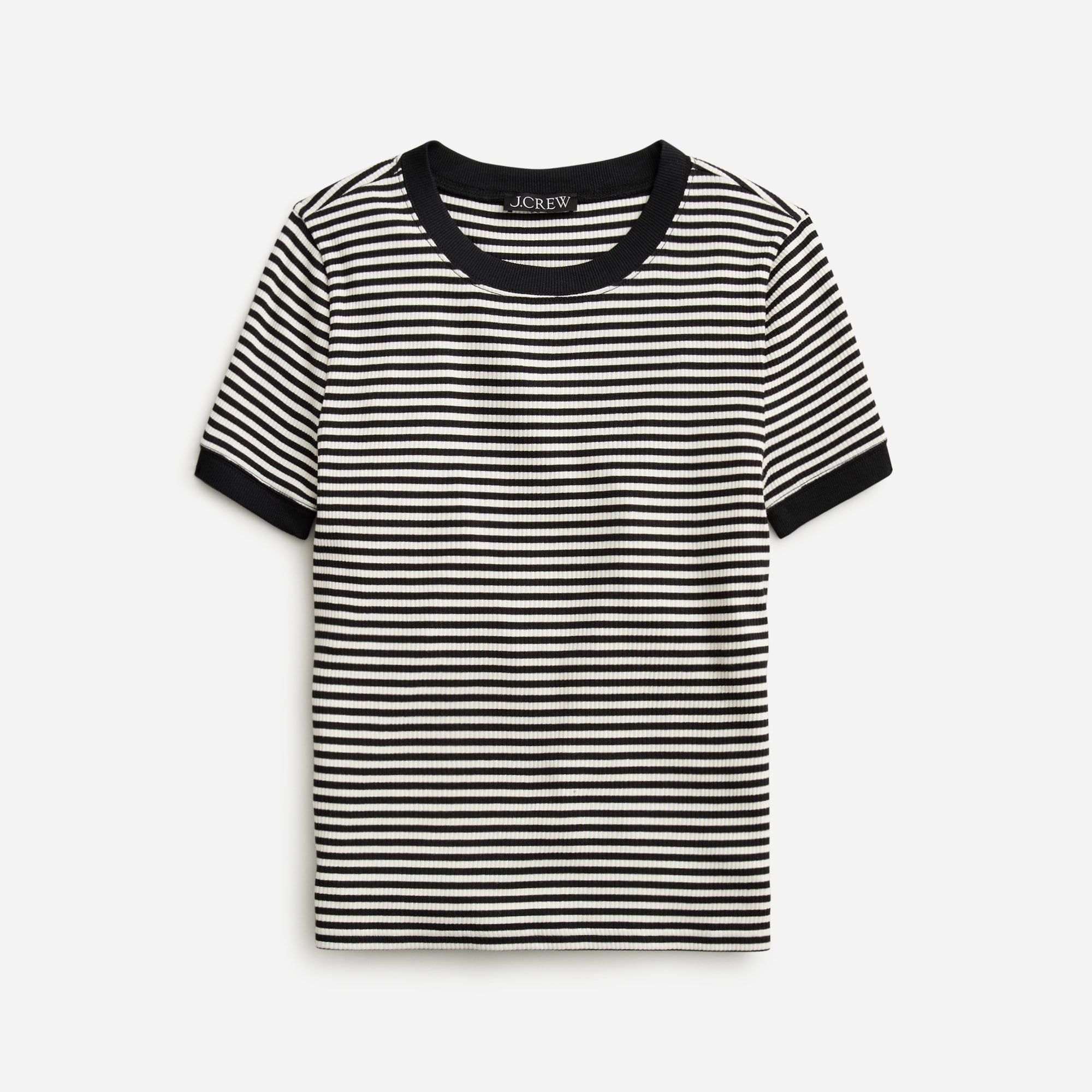  Vintage rib shrunken T-shirt with contrast trim in stripe