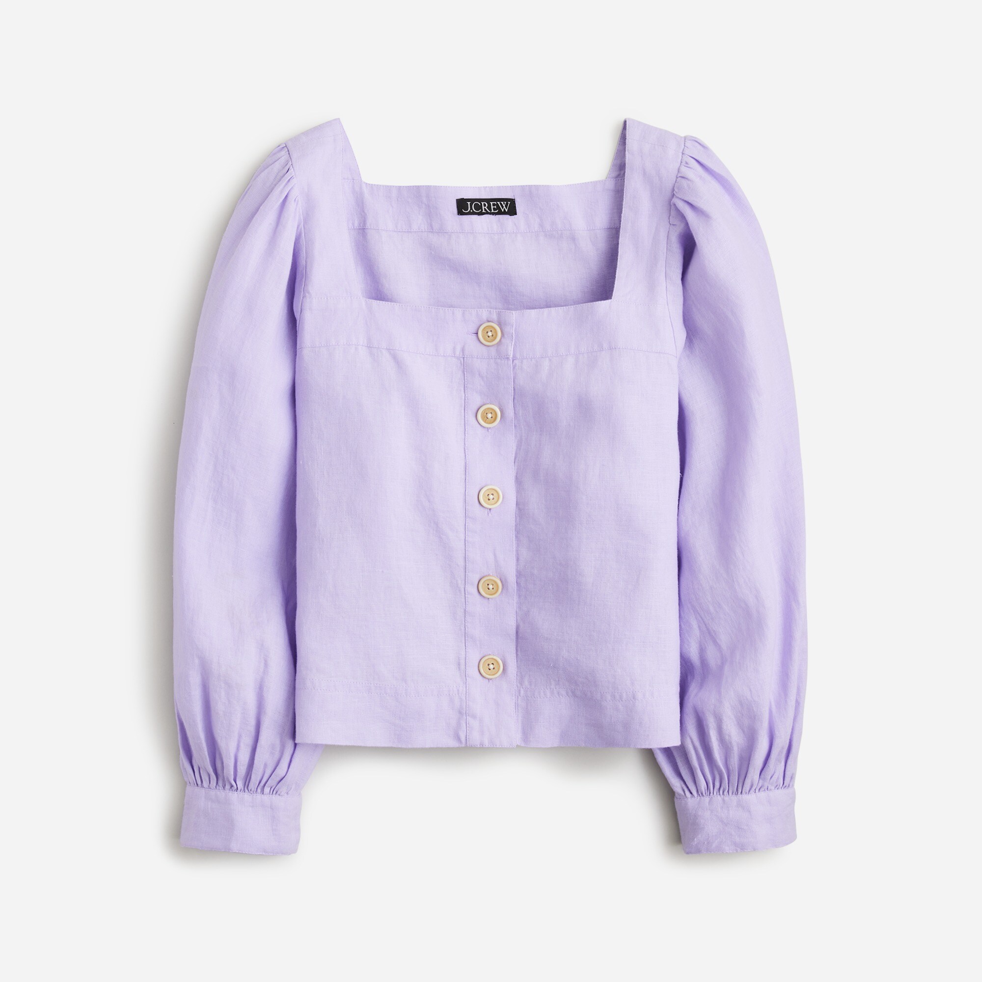 womens Squareneck button-up top in linen