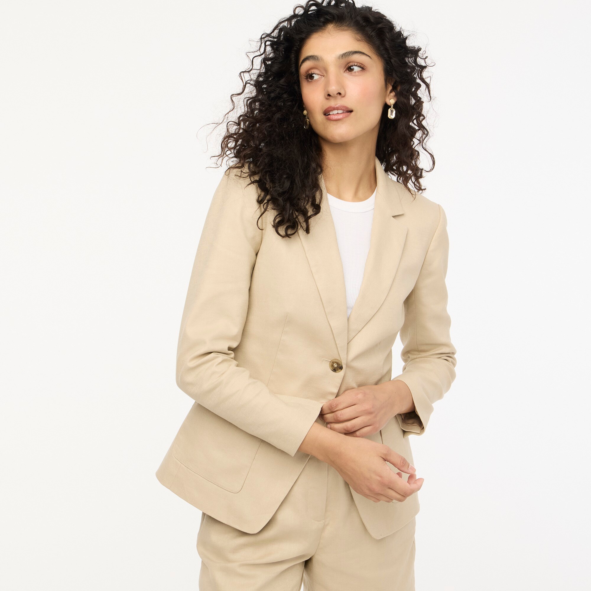womens Refined linen-blend blazer