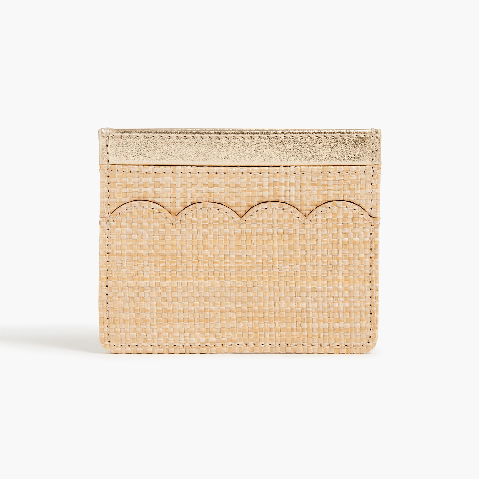 womens Woven scalloped wallet with metallic trim